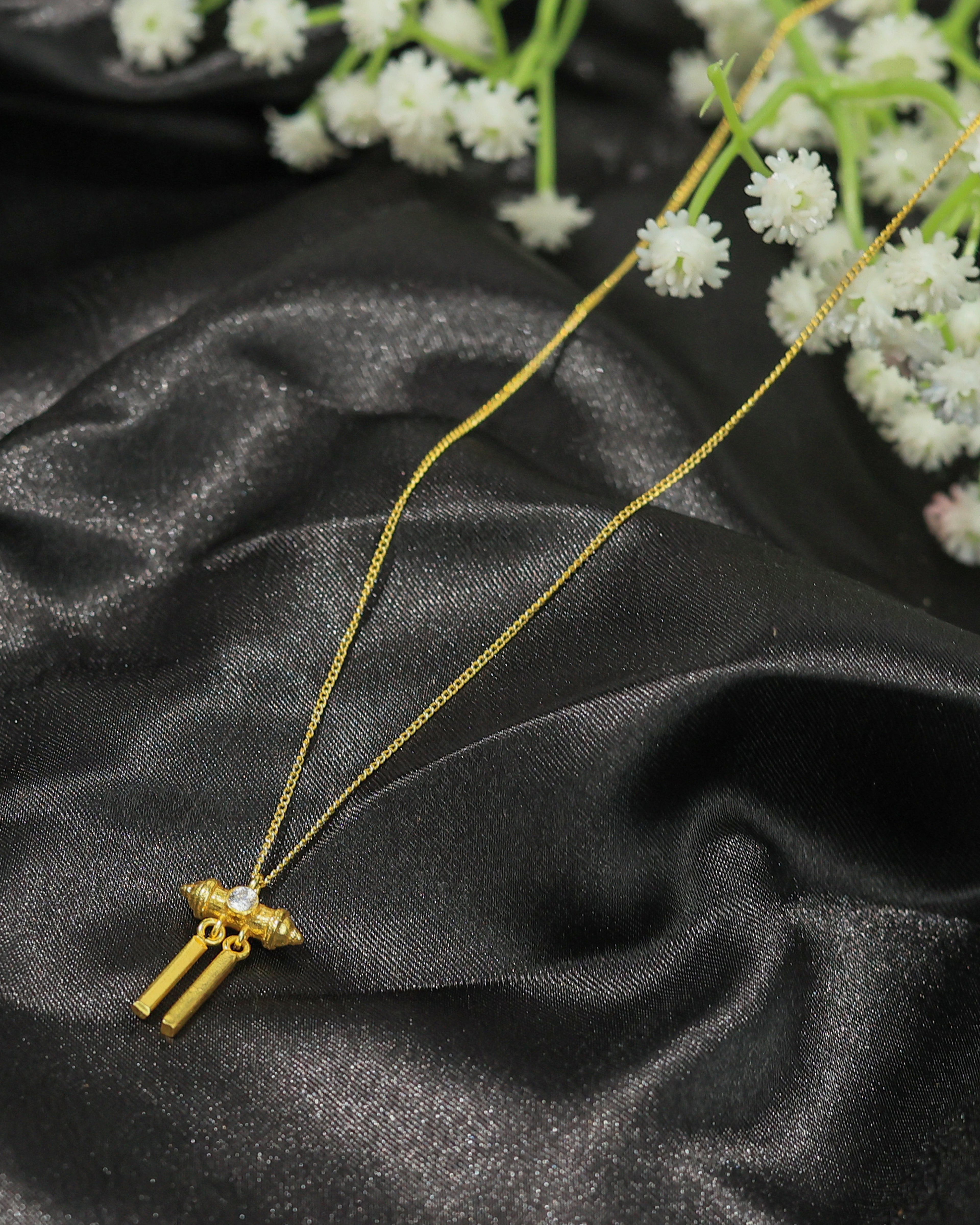 Gold-Tone Crystal Bar Drop Pendant Necklace