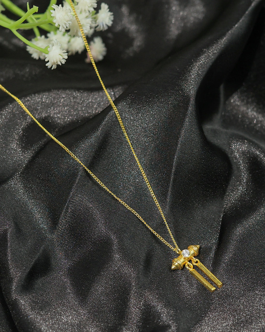 Gold-Tone Crystal Bar Drop Pendant Necklace
