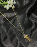 Gold-Tone Crystal Bar Drop Pendant Necklace