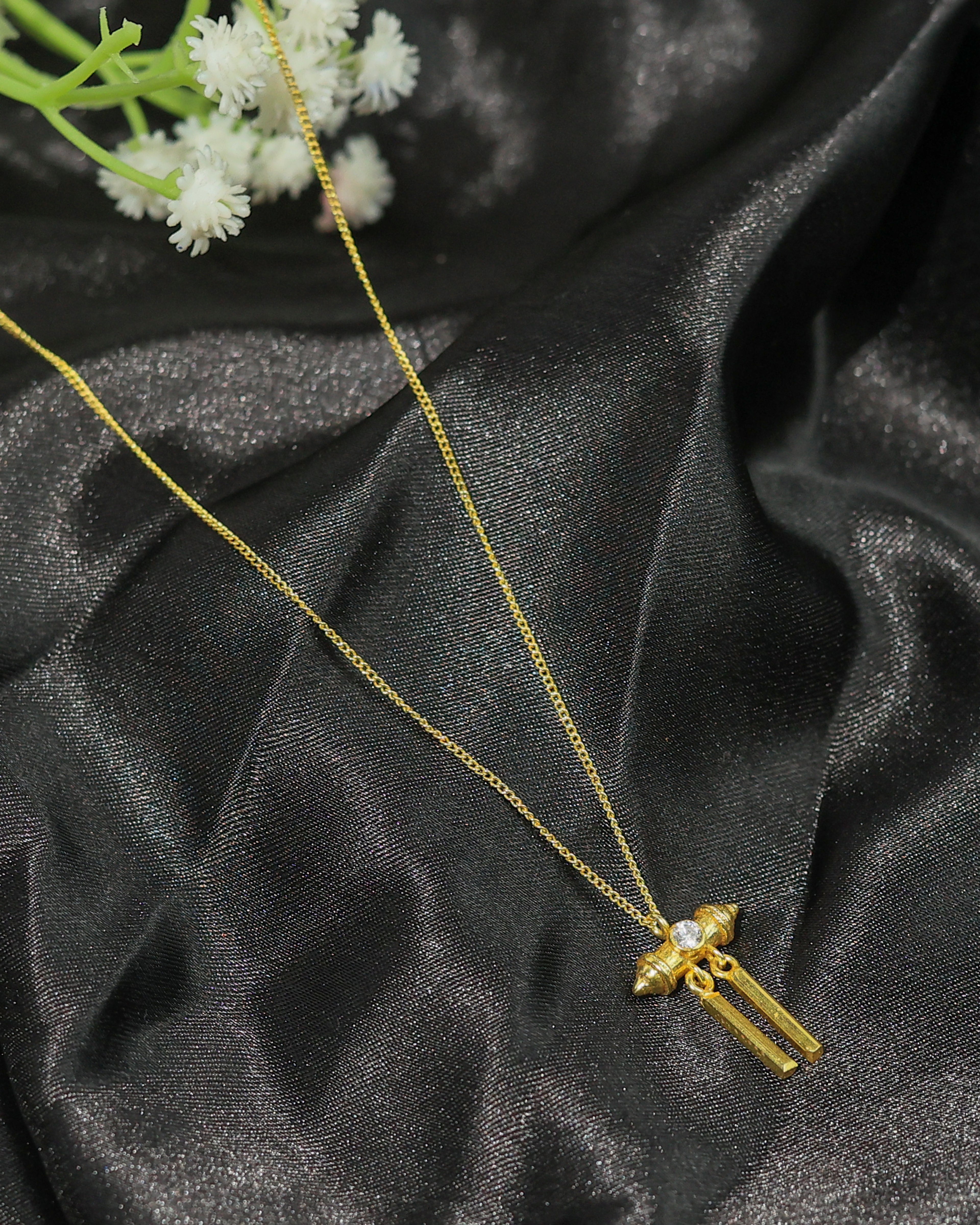 Gold-Tone Crystal Bar Drop Pendant Necklace