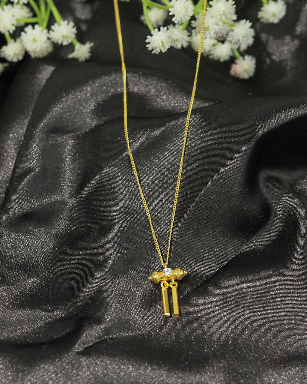 Gold-Tone Crystal Bar Drop Pendant Necklace