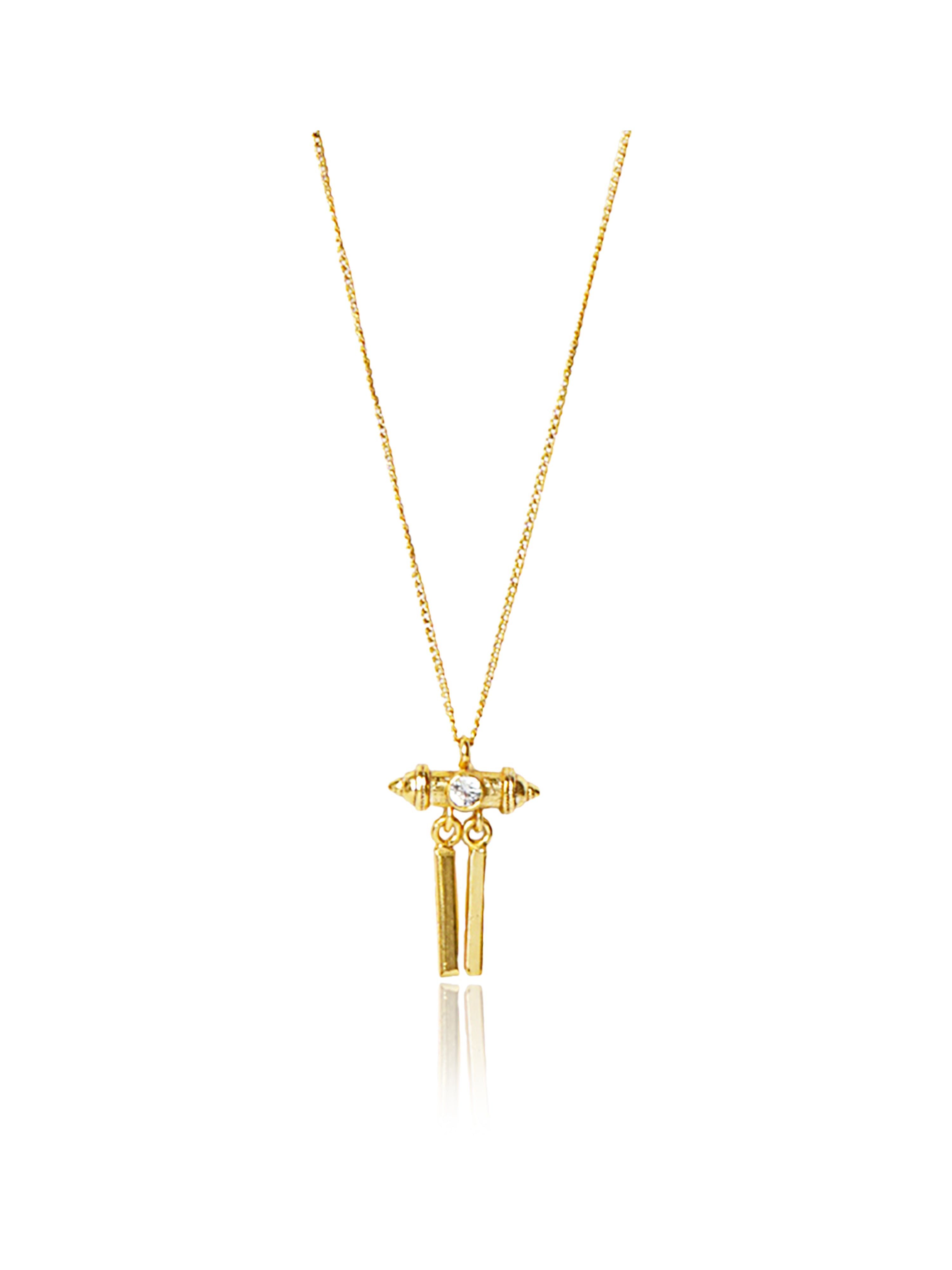 Gold-tone crystal bar drop pendant necklace
