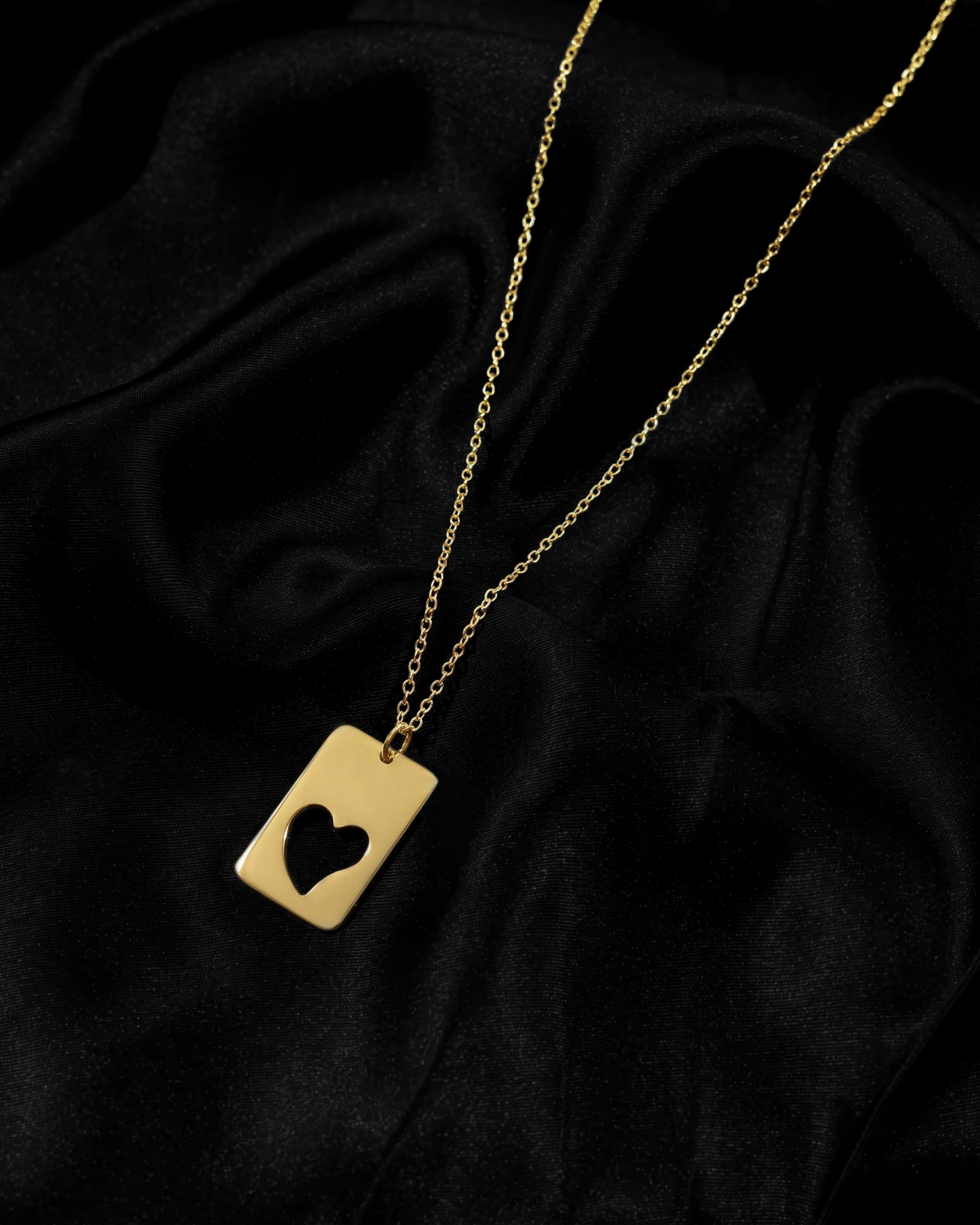 Gold-Tone Heart Cutout Rectangle Pendant Necklace