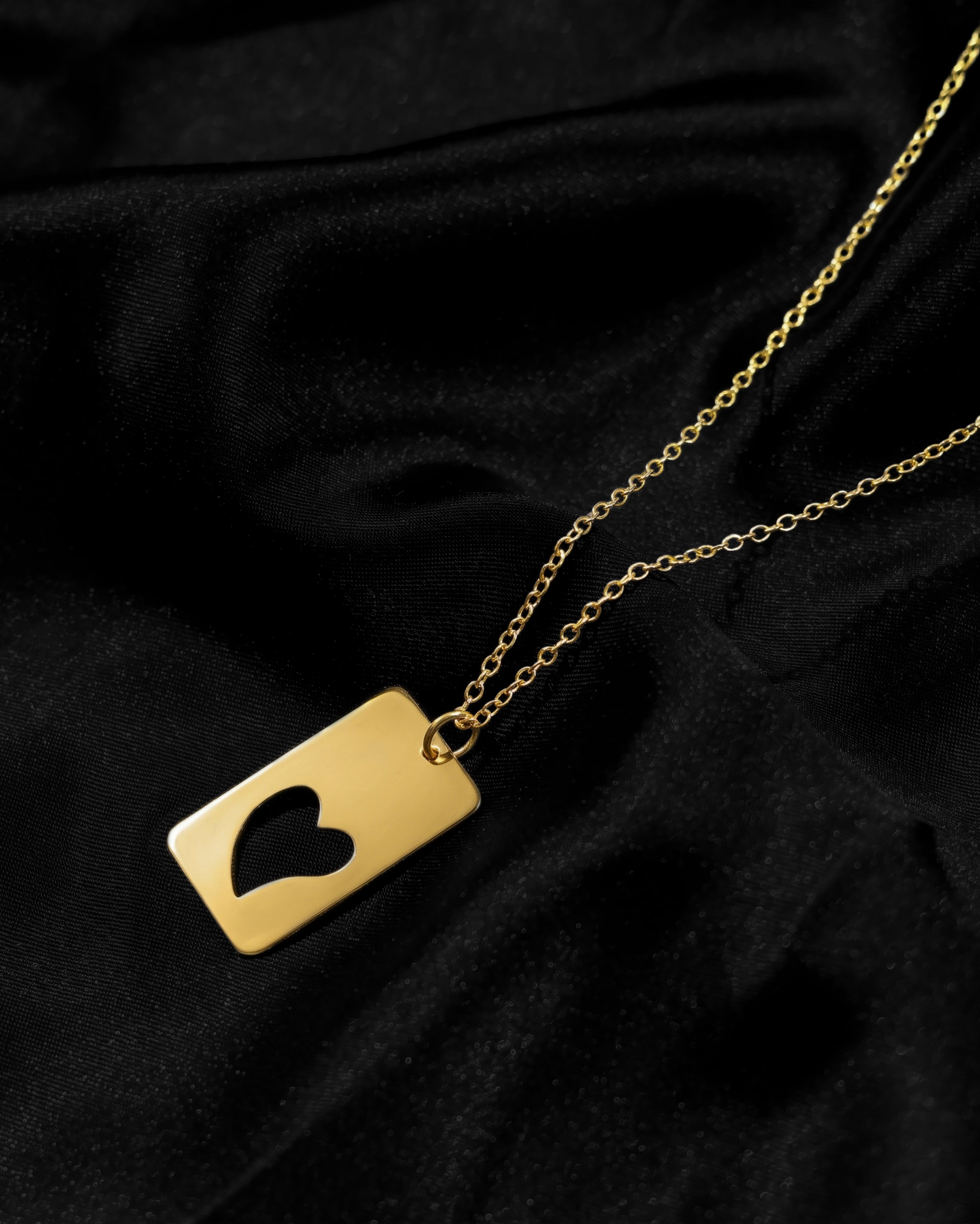 Gold-Tone Heart Cutout Rectangle Pendant Necklace