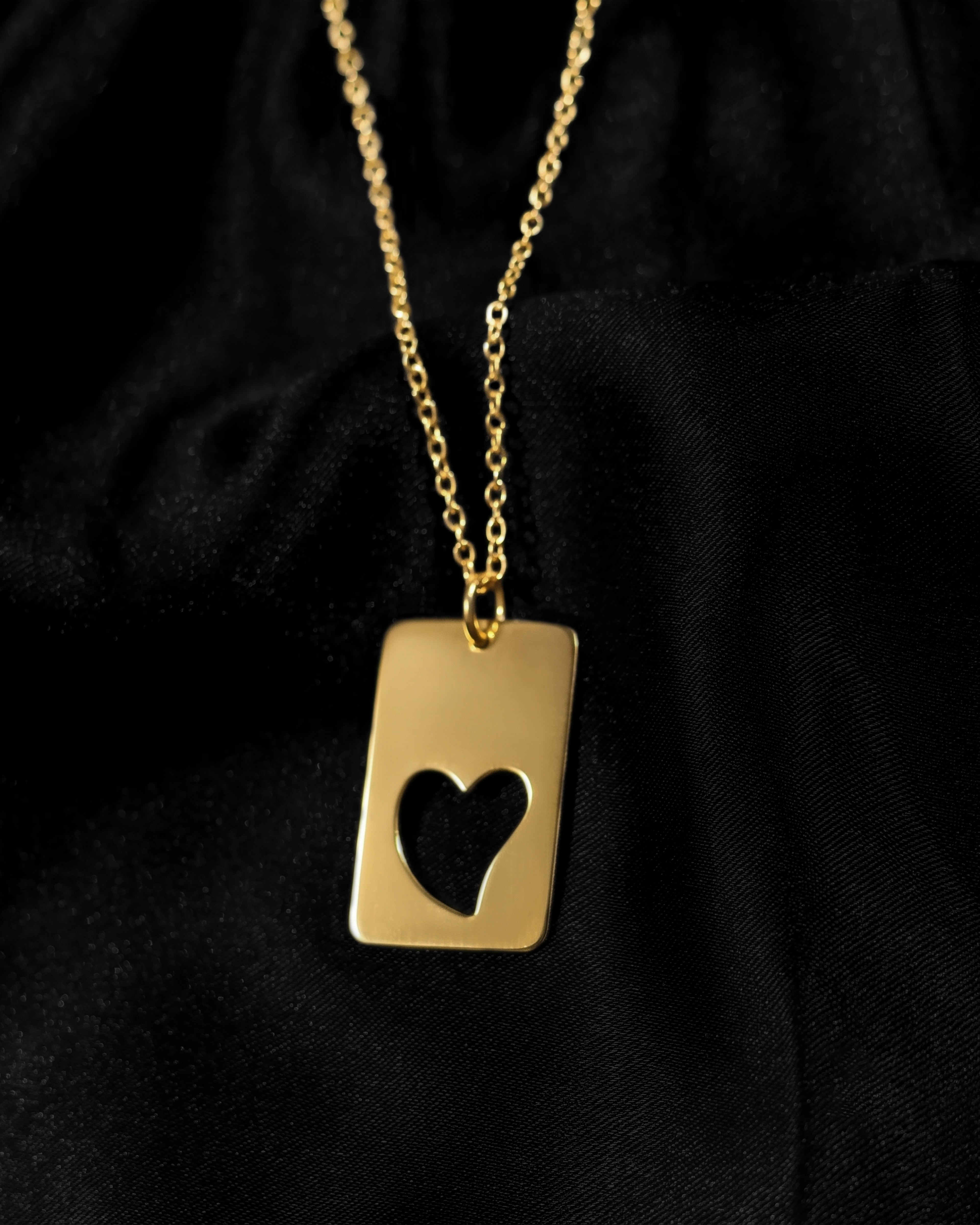 Gold-Tone Heart Cutout Rectangle Pendant Necklace