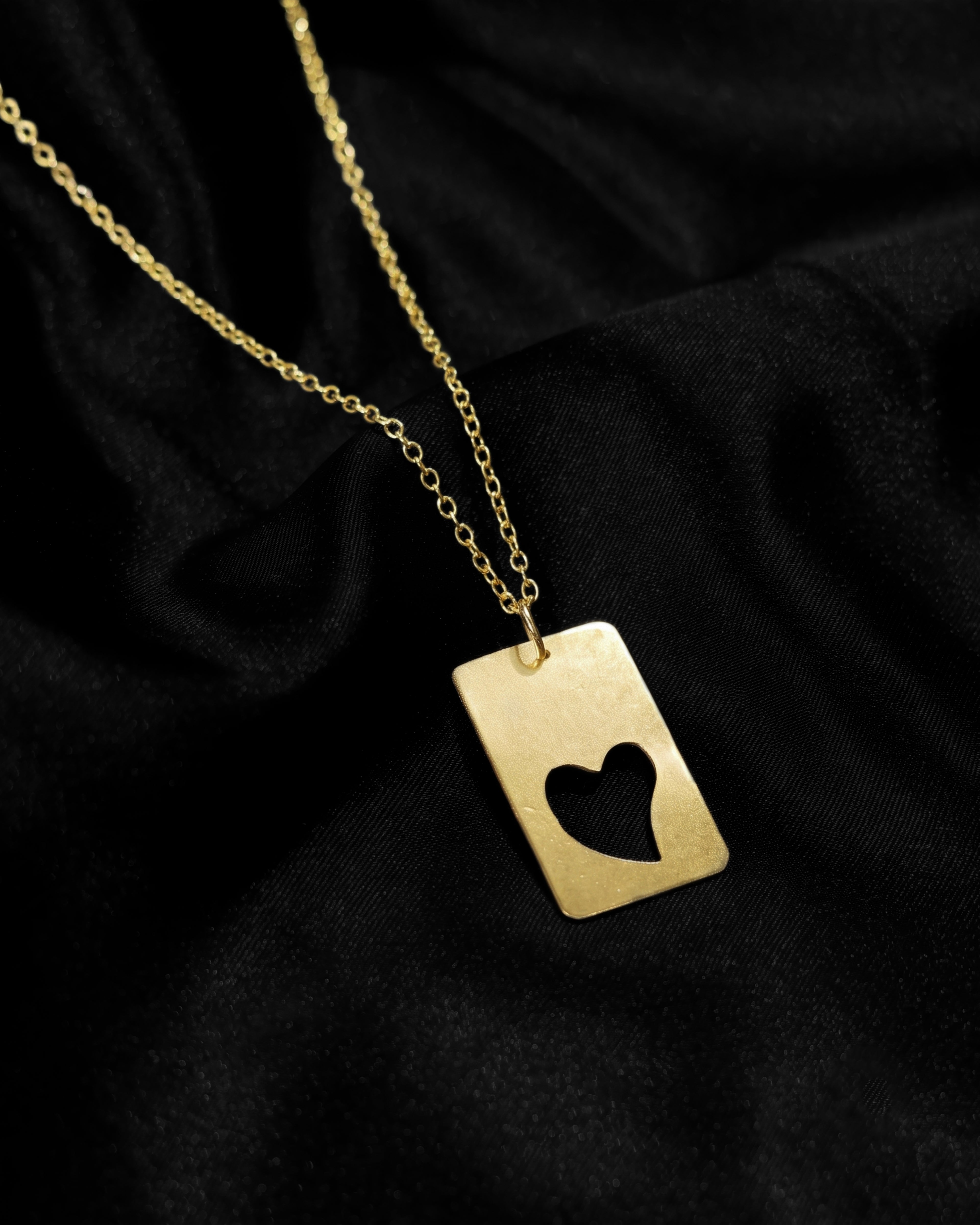 Gold-Tone Heart Cutout Rectangle Pendant Necklace