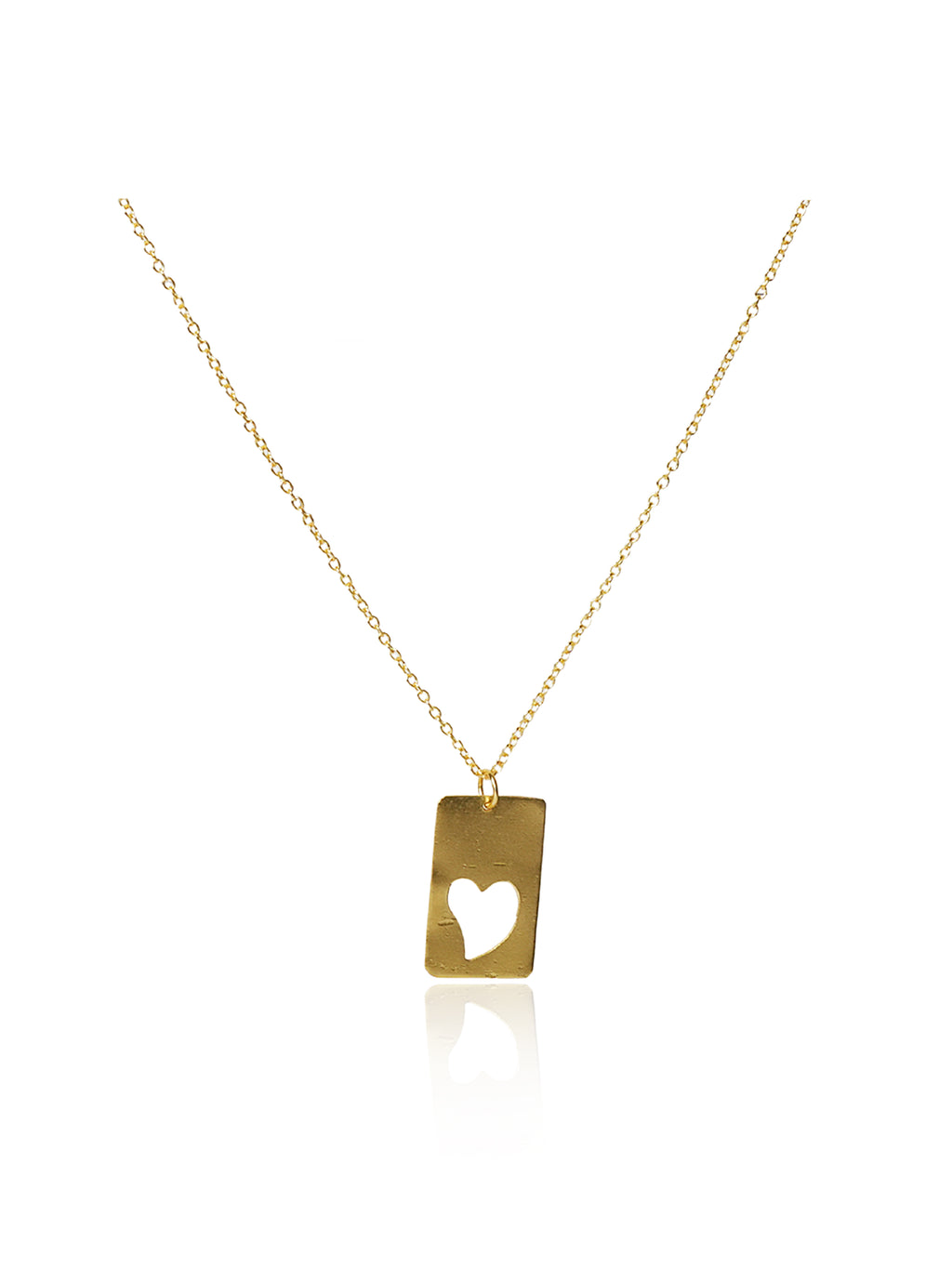 Gold-tone heart cutout rectangle pendant necklace