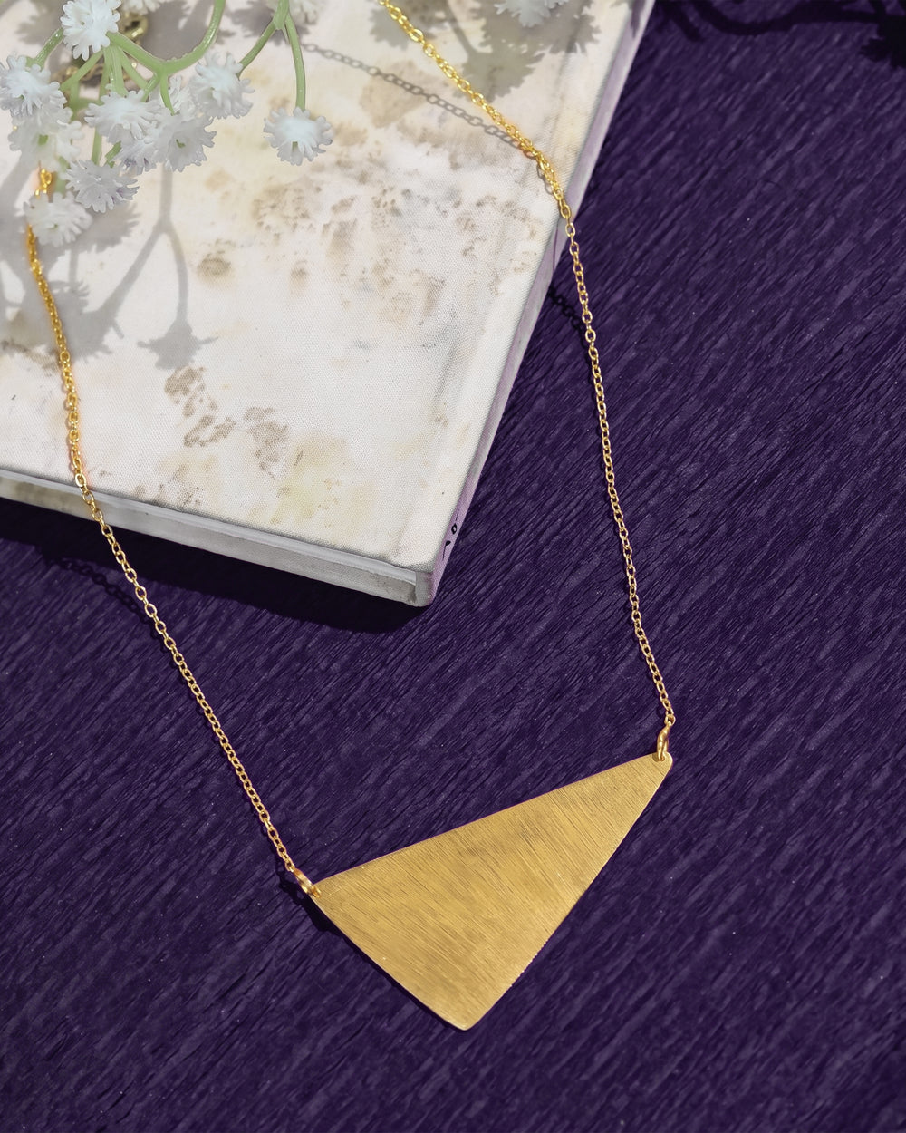 Gold-Tone Brushed Triangle Pendant Necklace