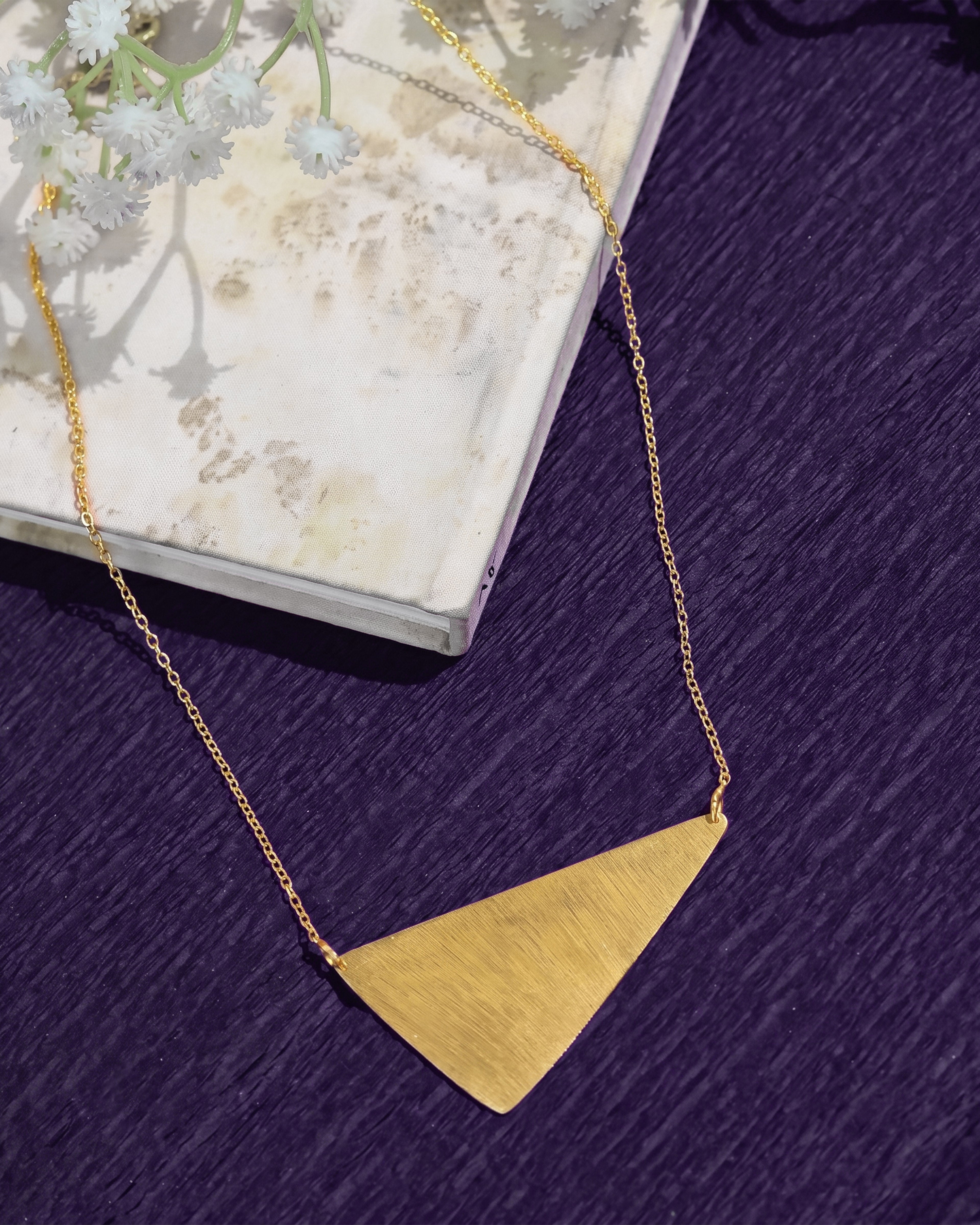 Gold-Tone Brushed Triangle Pendant Necklace