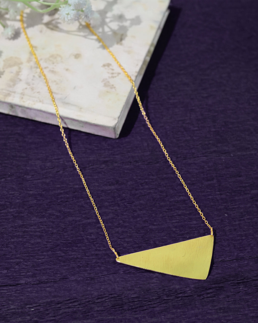 Gold-Tone Brushed Triangle Pendant Necklace