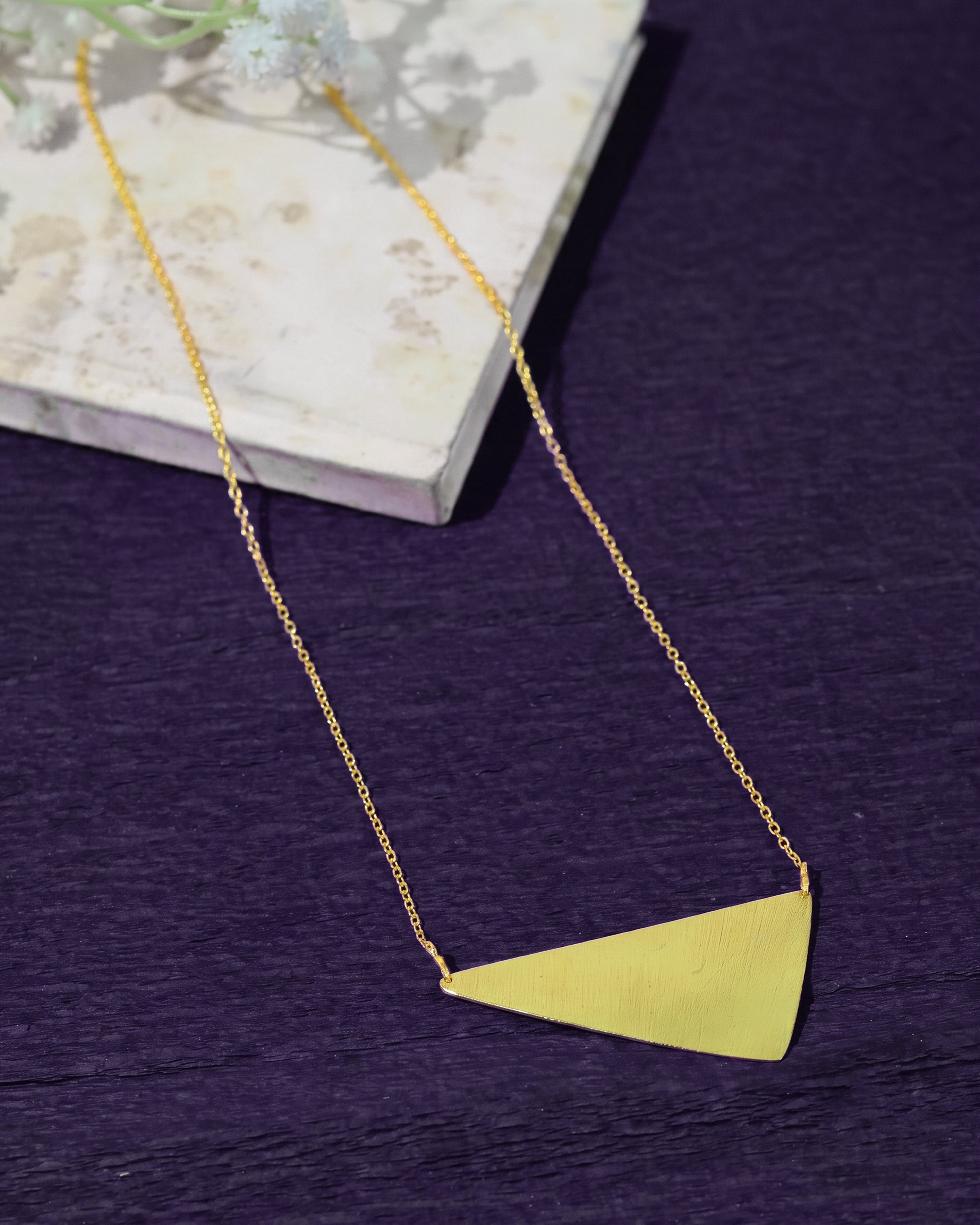 Gold-Tone Brushed Triangle Pendant Necklace