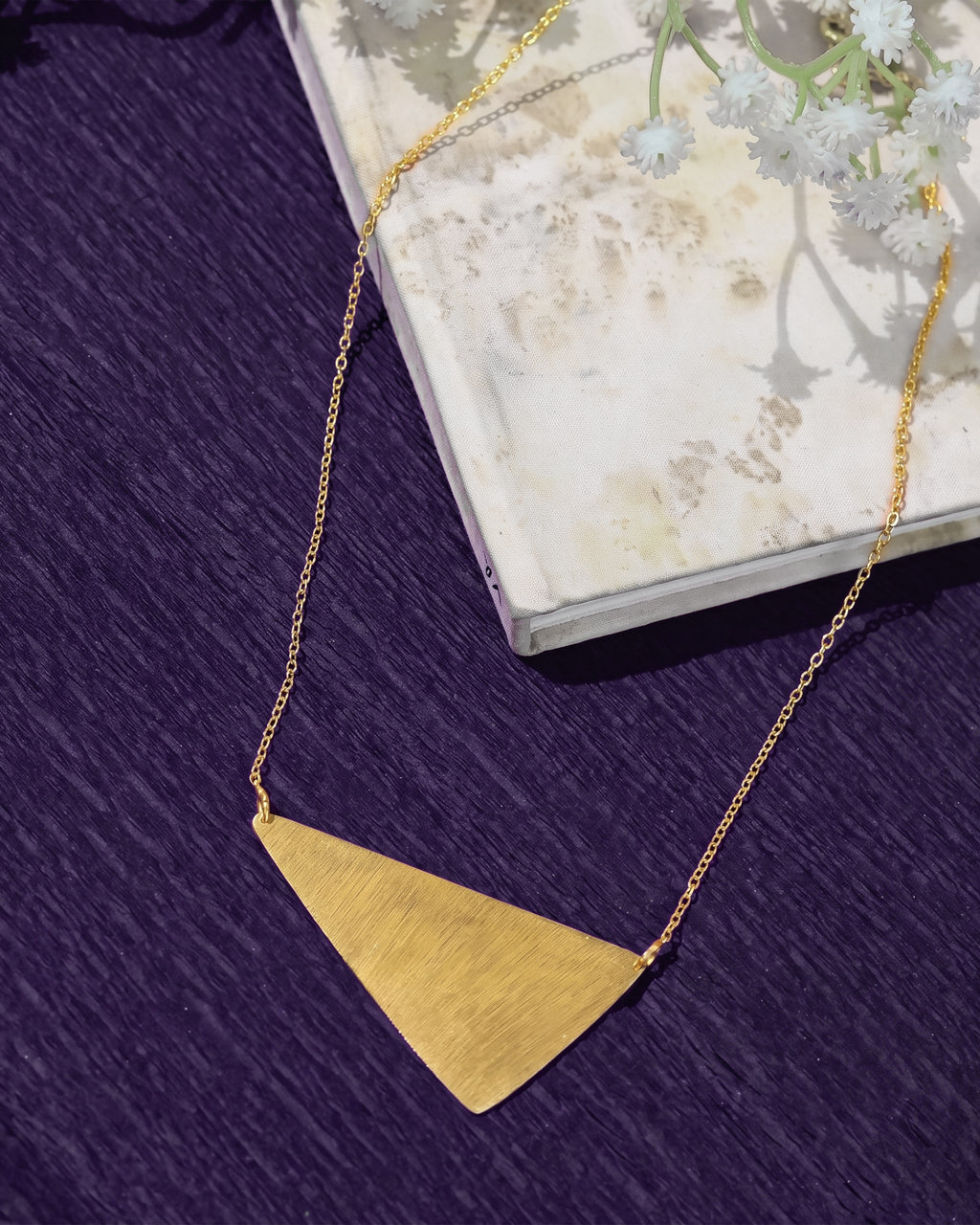 Gold-Tone Brushed Triangle Pendant Necklace