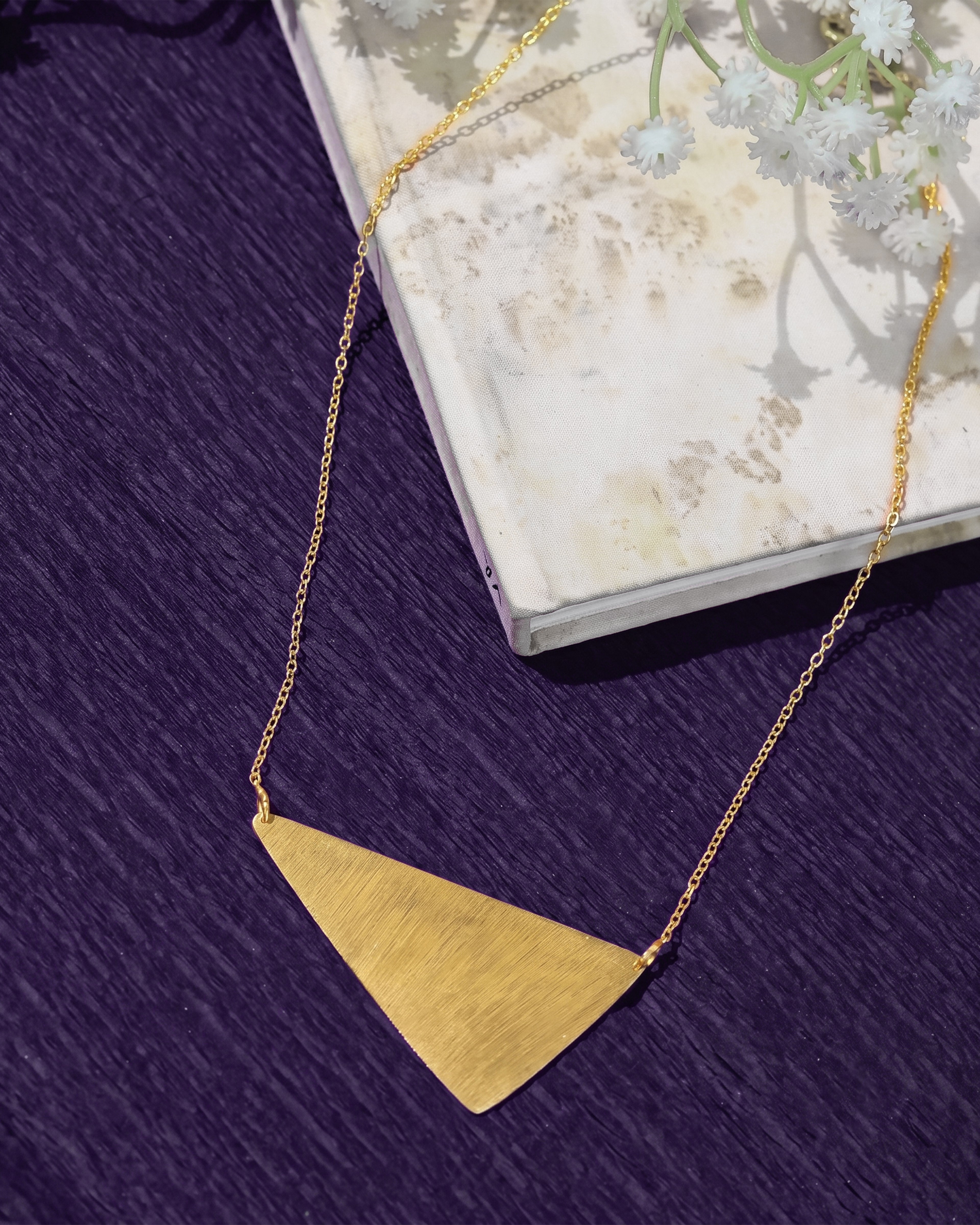 Gold-Tone Brushed Triangle Pendant Necklace