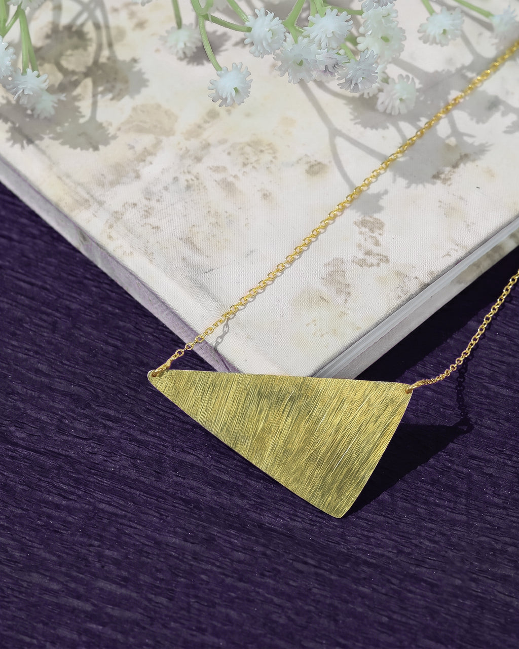 Gold-Tone Brushed Triangle Pendant Necklace