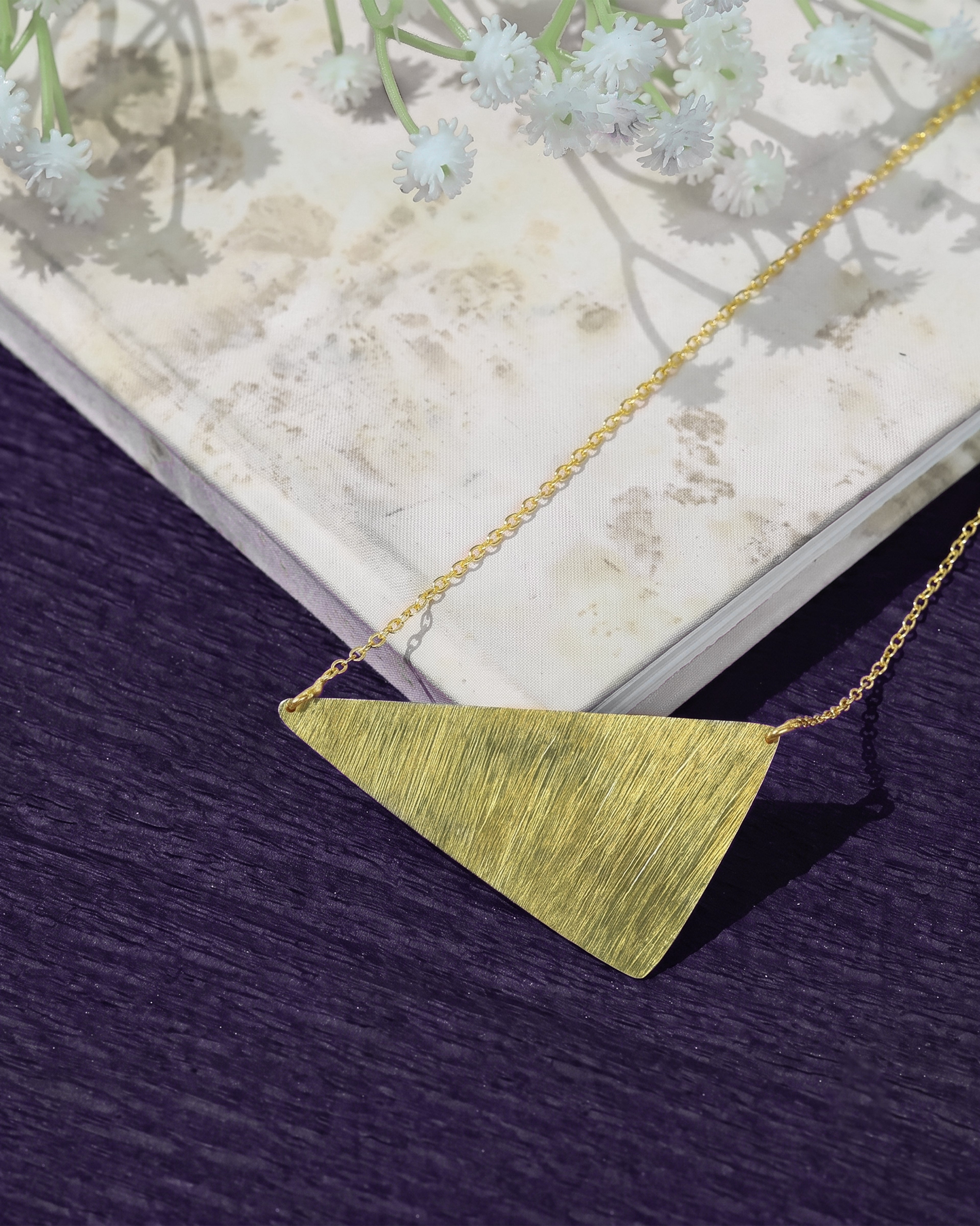Gold-Tone Brushed Triangle Pendant Necklace