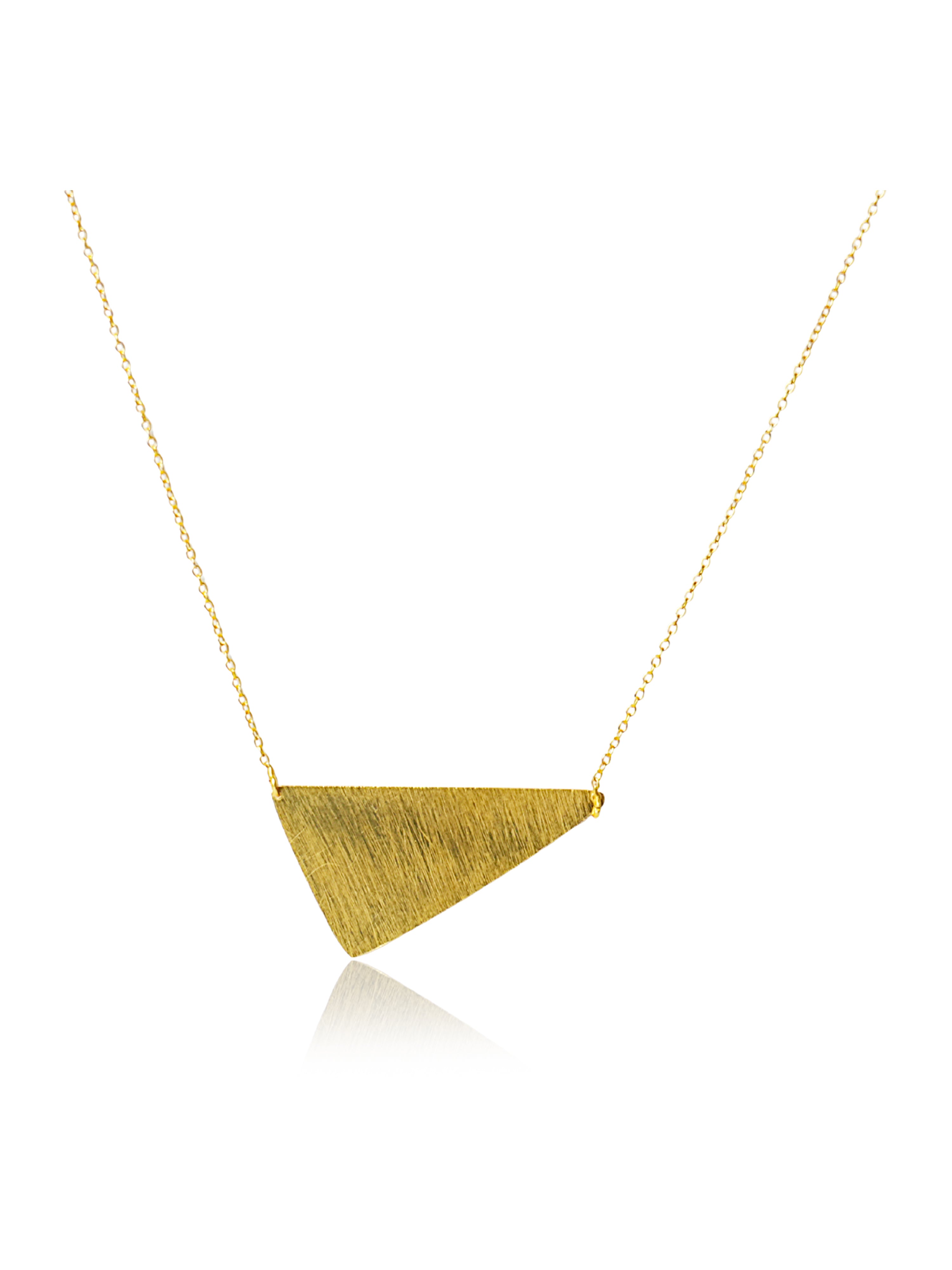 Gold-tone brushed triangle pendant necklace