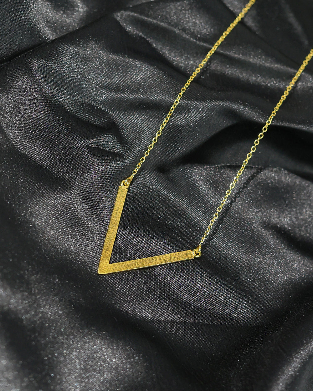 Gold-Tone Brushed V-Shaped Pendant Necklace
