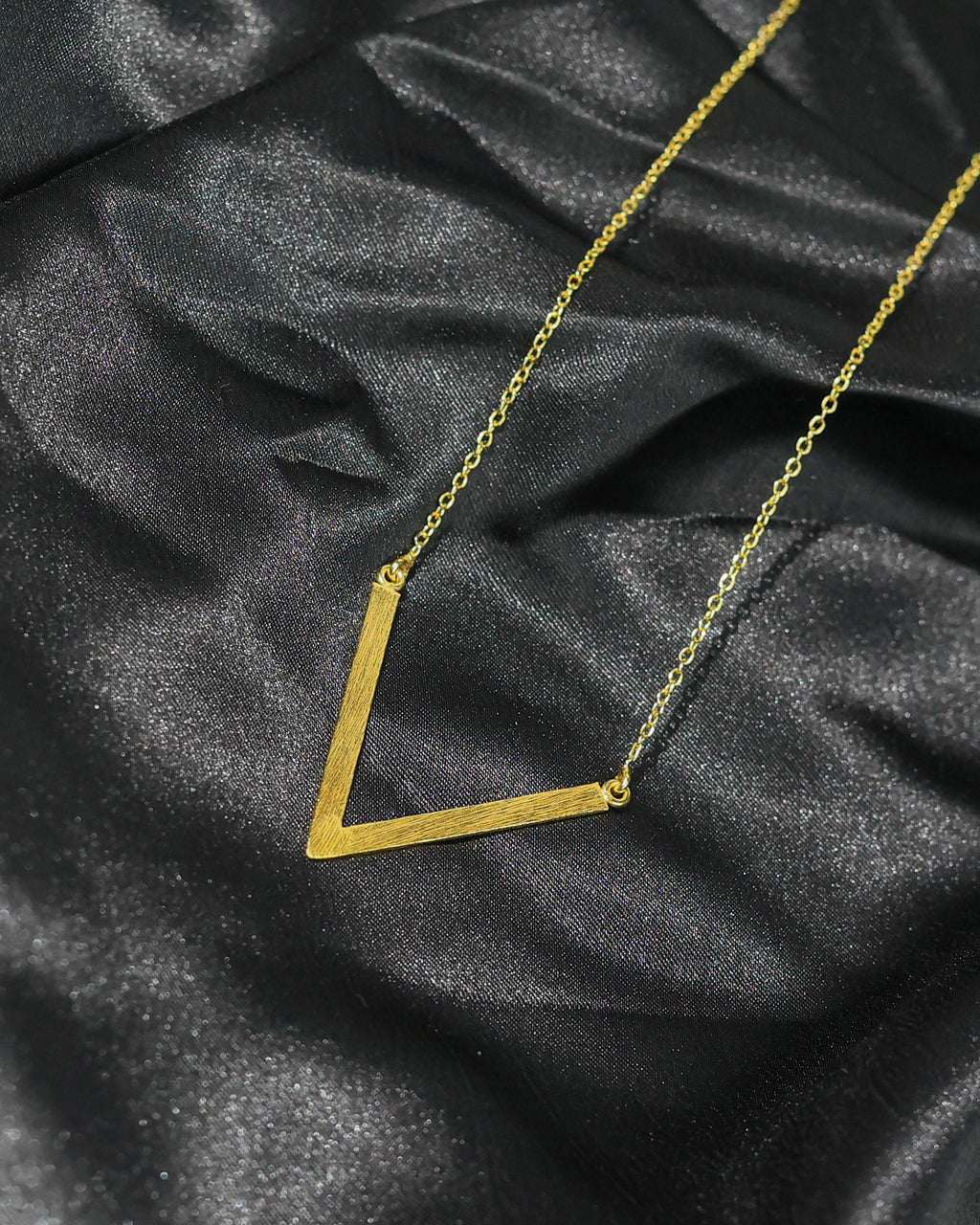 Gold-Tone Brushed V-Shaped Pendant Necklace