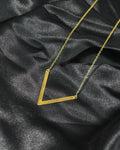 Gold-Tone Brushed V-Shaped Pendant Necklace