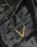 Gold-Tone Brushed V-Shaped Pendant Necklace