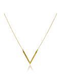 Gold-Tone Brushed V-Shaped Pendant Necklace