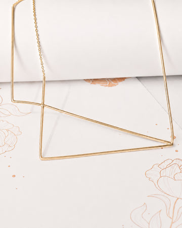 Gold-Tone Geometric Linear Pendant Necklace