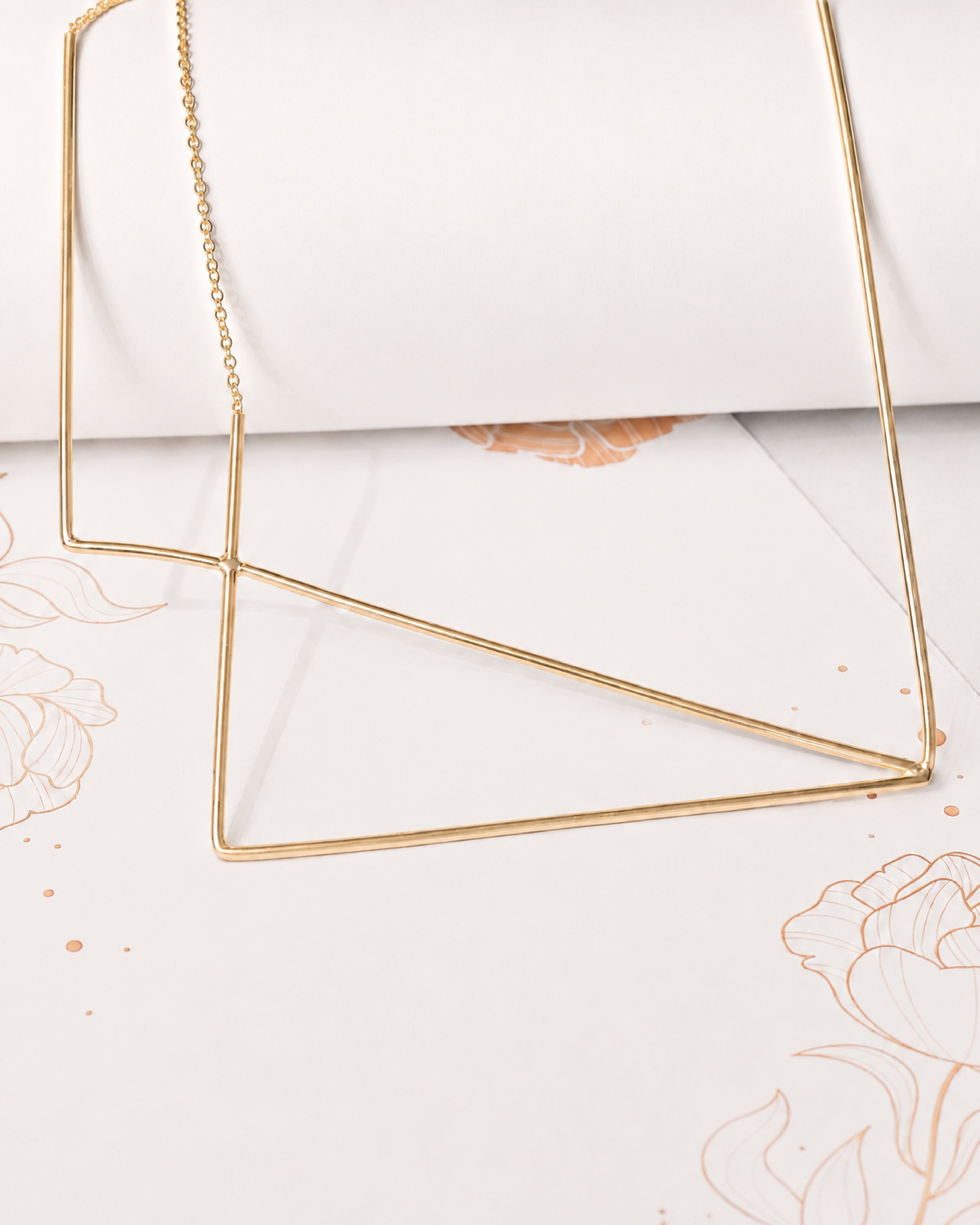 Gold-Tone Geometric Linear Pendant Necklace