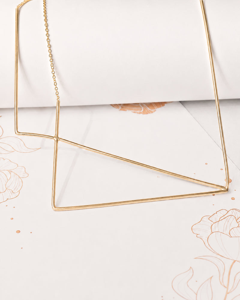Gold-Tone Geometric Linear Pendant Necklace