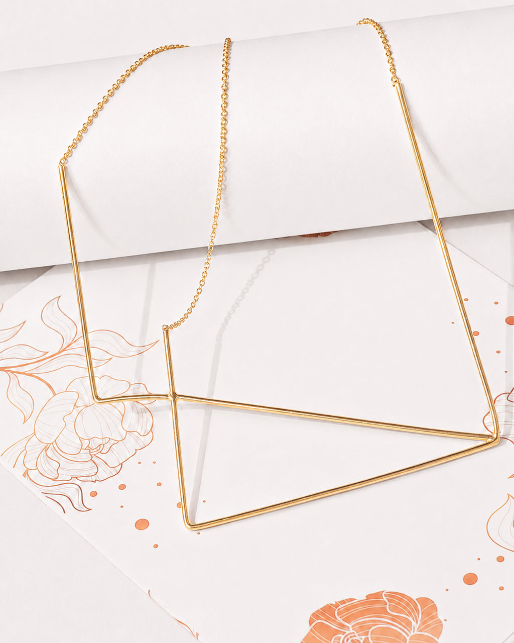 Gold-Tone Geometric Linear Pendant Necklace