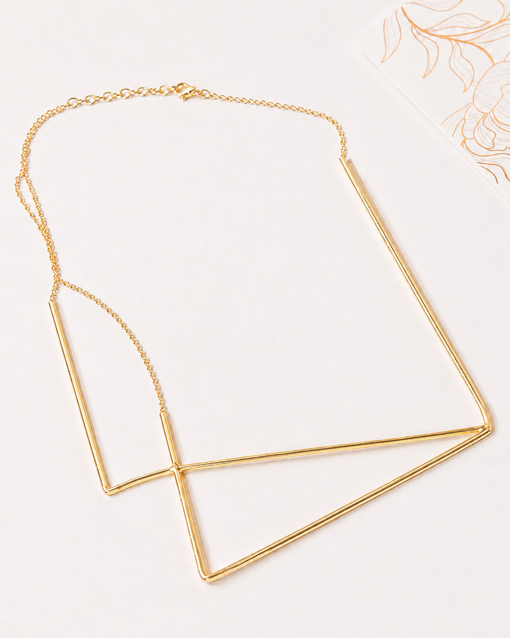 Gold-Tone Geometric Linear Pendant Necklace