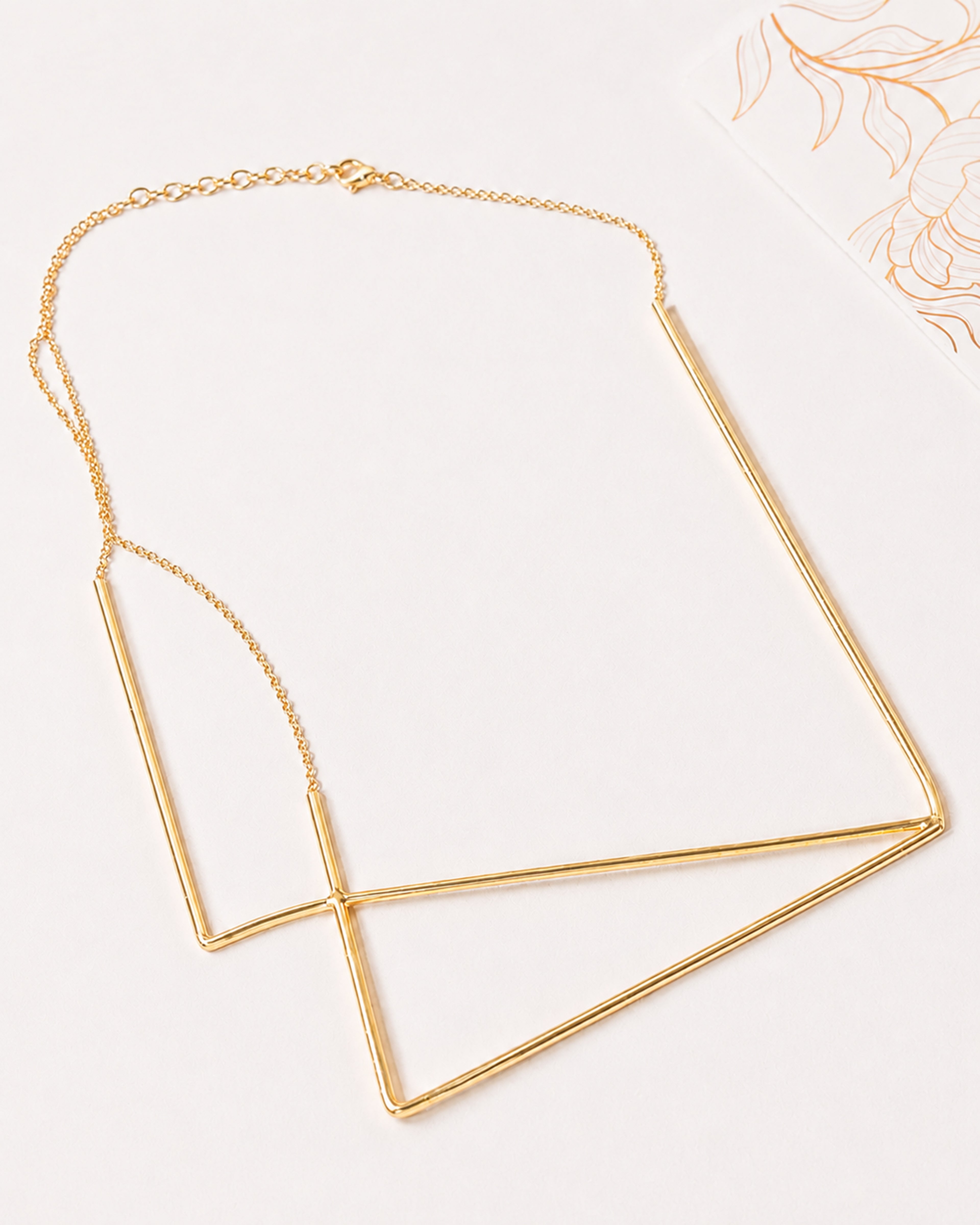 Gold-Tone Geometric Linear Pendant Necklace