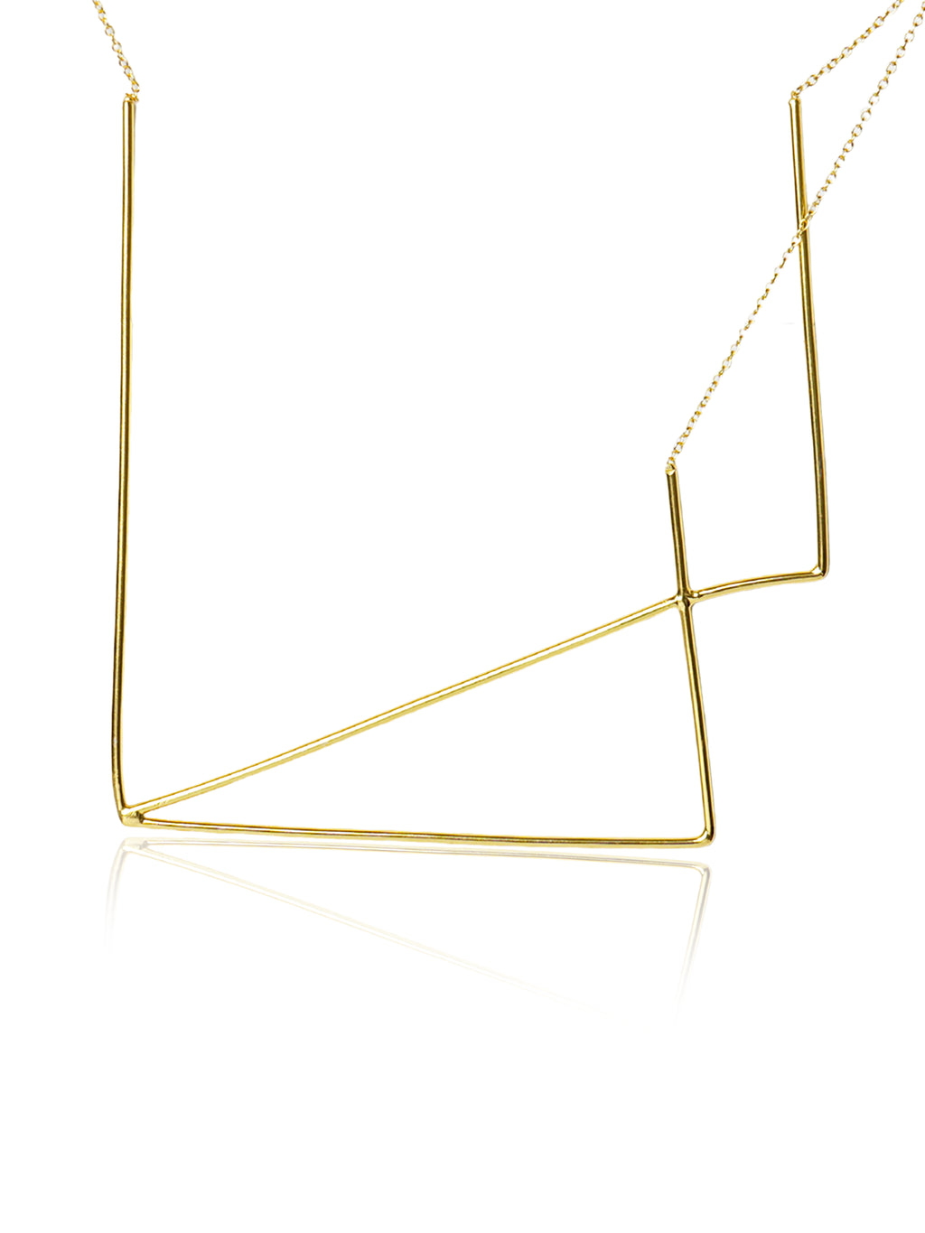 Gold-tone geometric linear pendant necklace