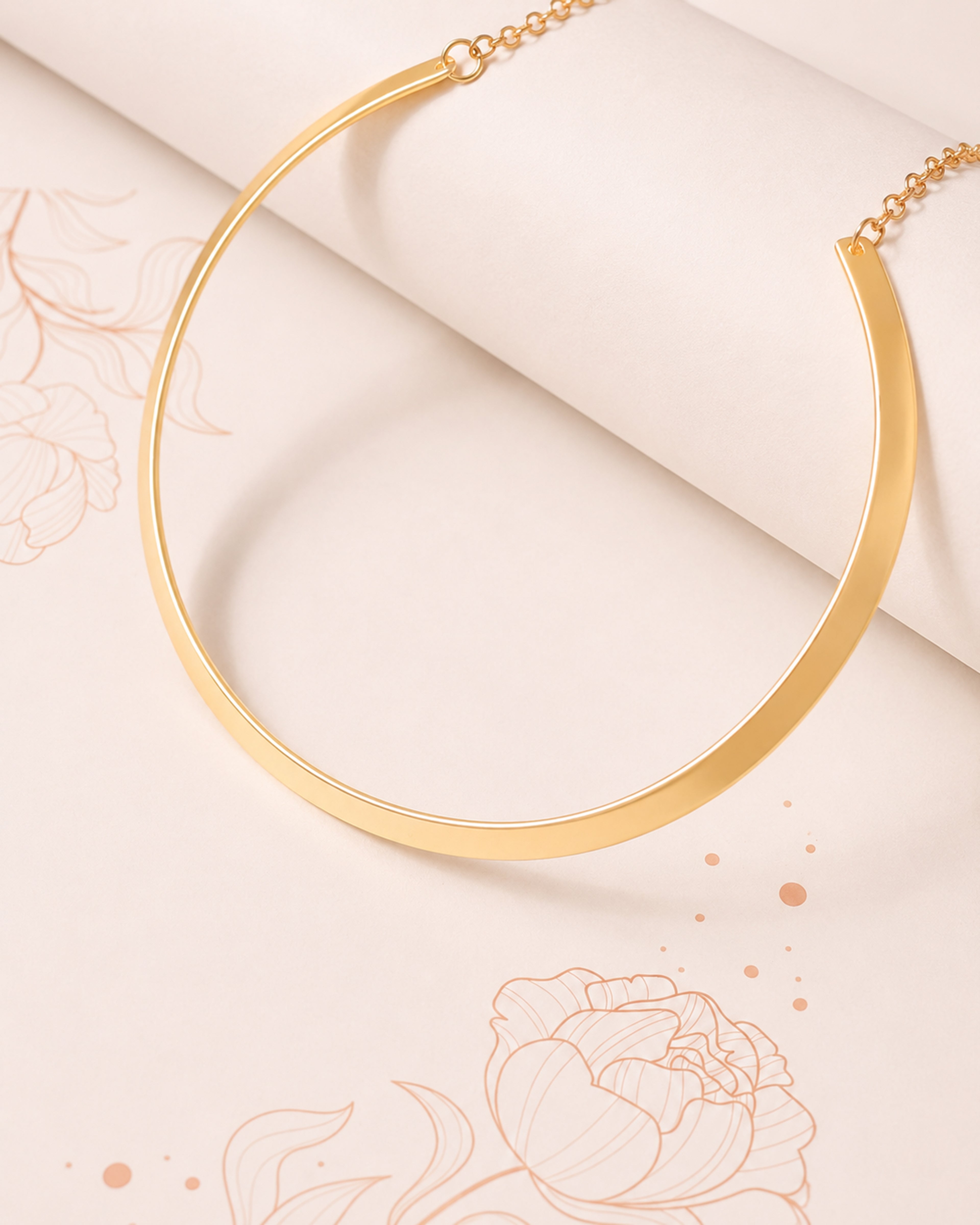 Gold-Tone Classic Curved Collar Necklace