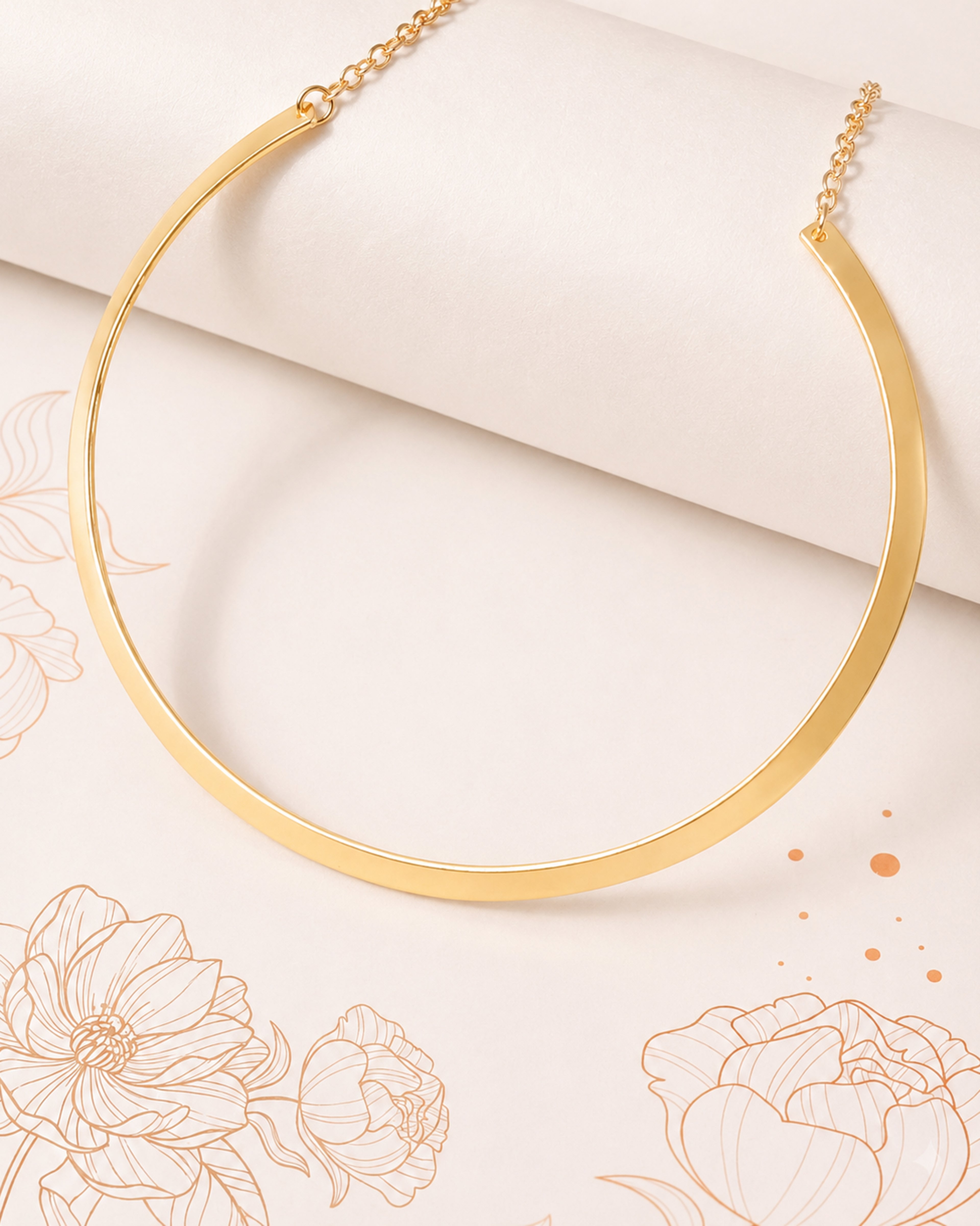 Gold-Tone Classic Curved Collar Necklace