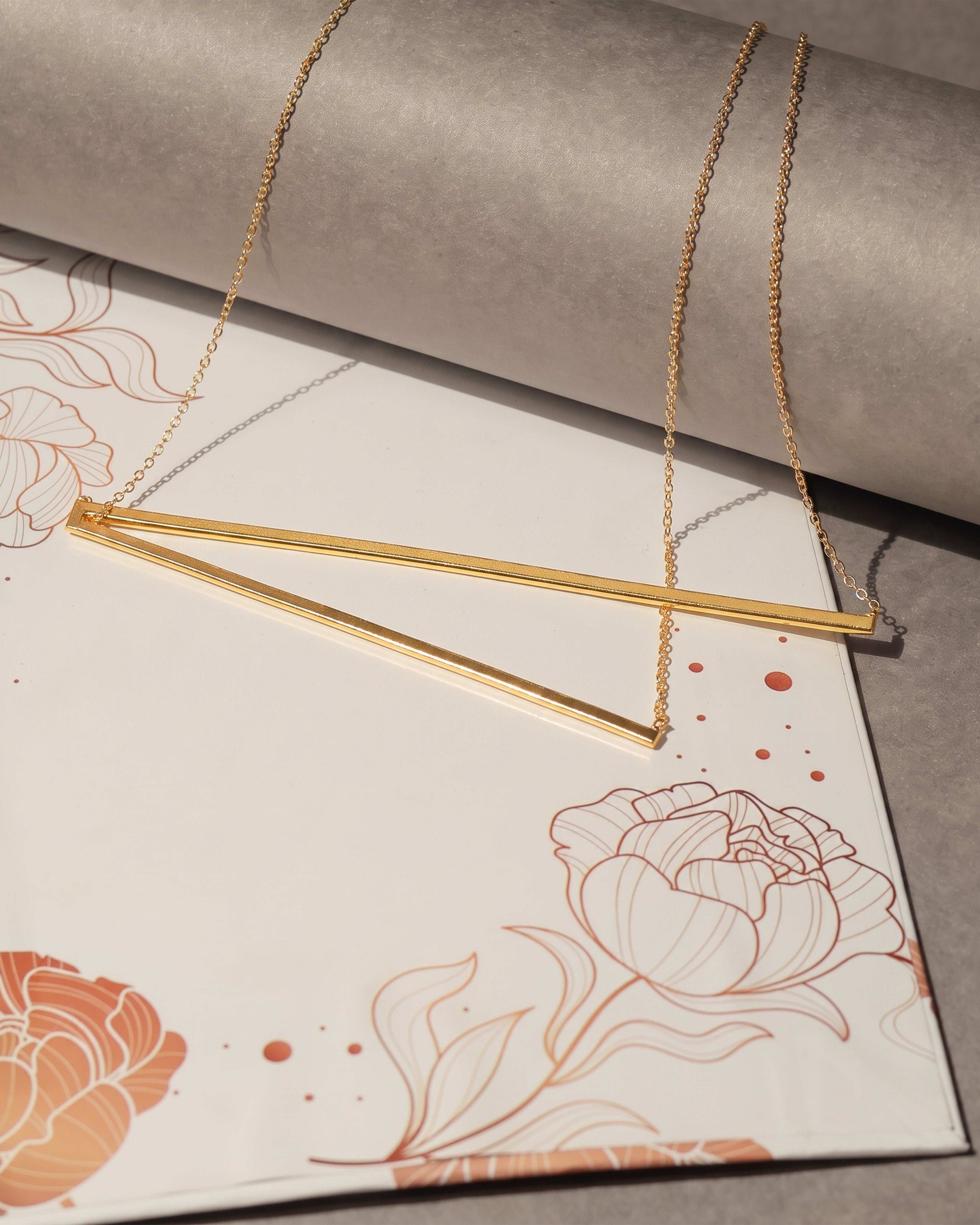 Gold-Tone Geometric Open Bar Necklace