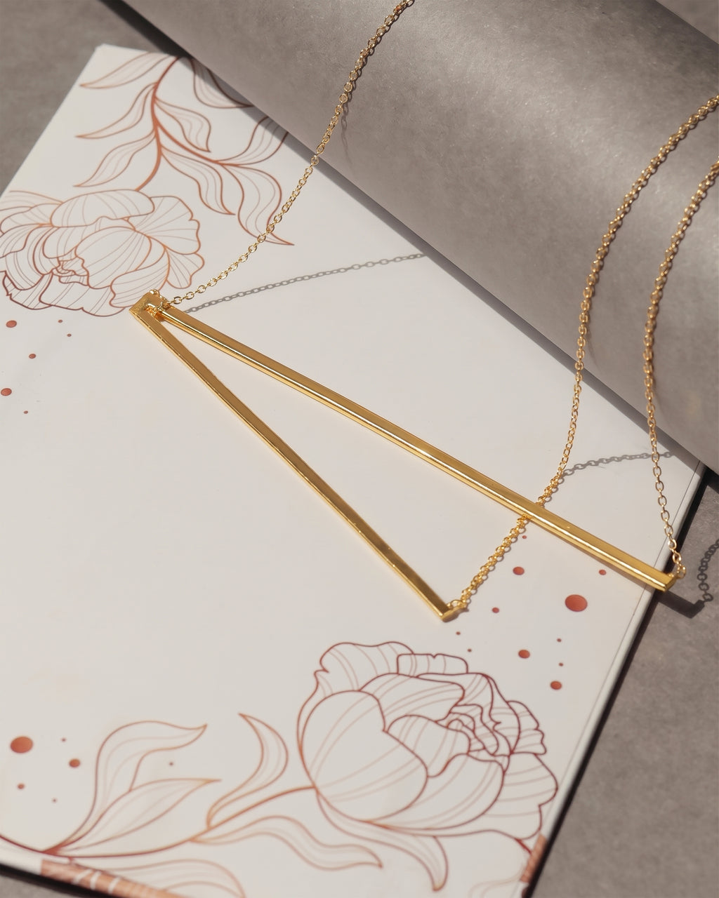 Gold-Tone Geometric Open Bar Necklace
