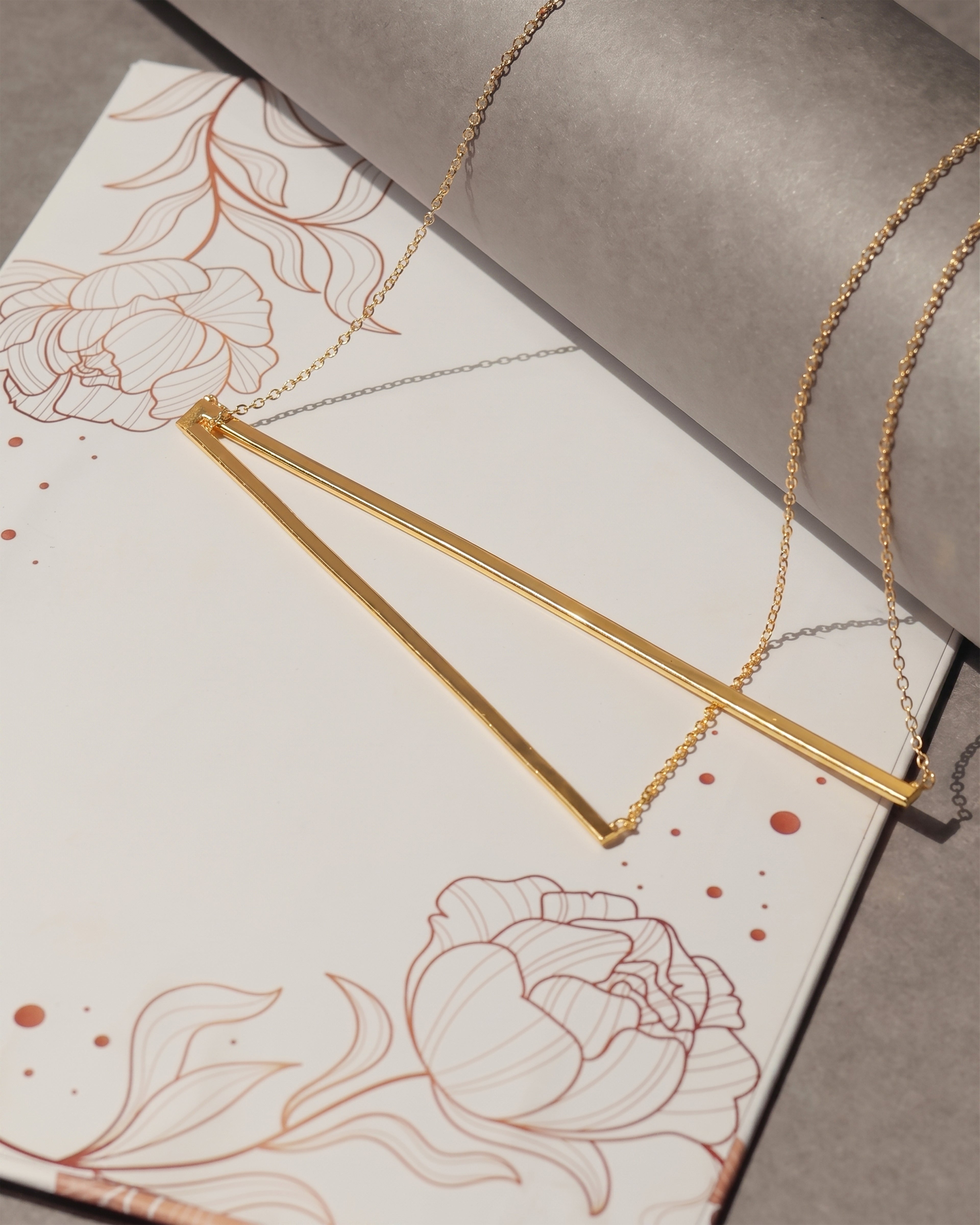 Gold-Tone Geometric Open Bar Necklace