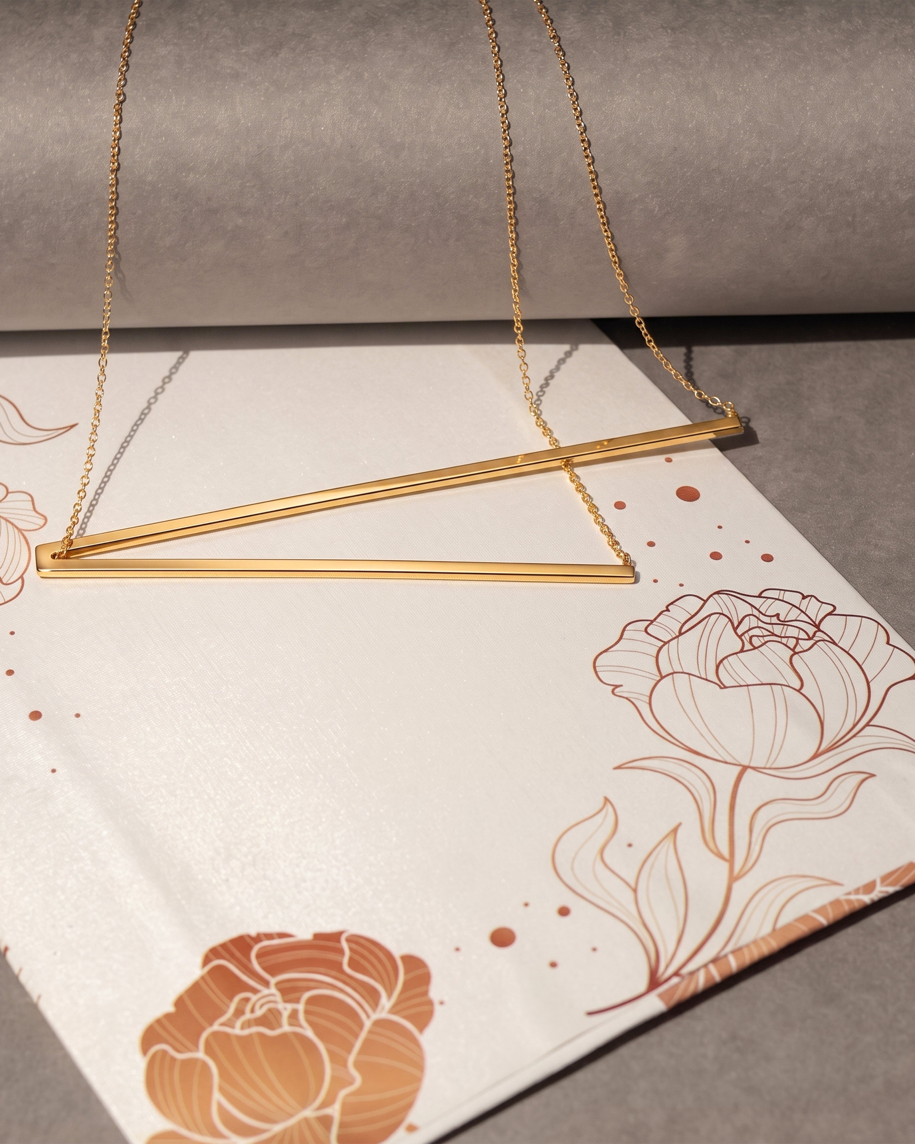 Gold-Tone Geometric Open Bar Necklace