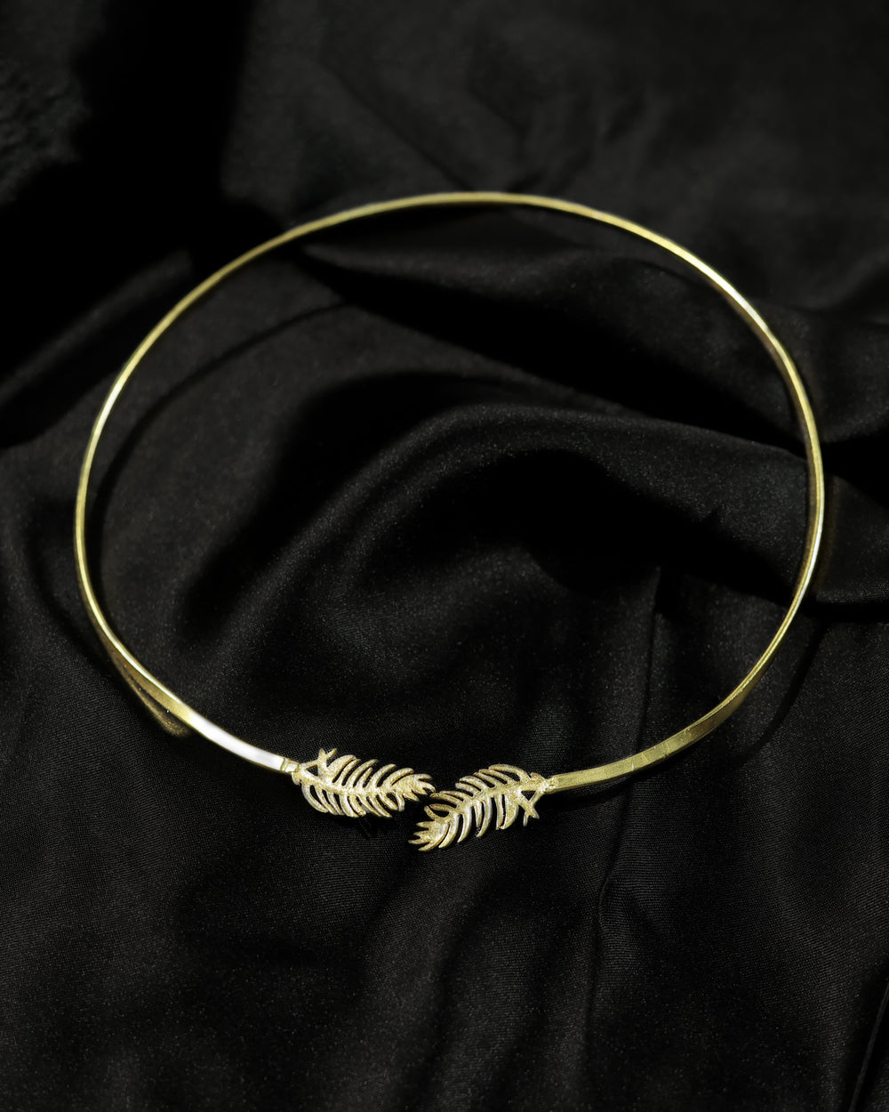 Gold-Tone Feather Leaf Collar Necklace
