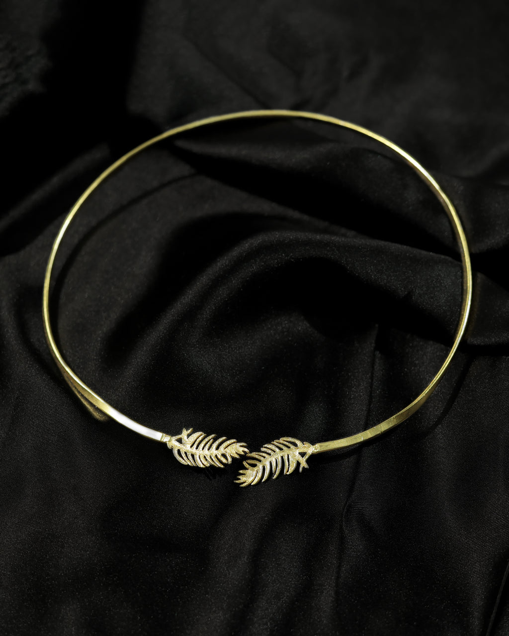 Gold-Tone Feather Leaf Collar Necklace