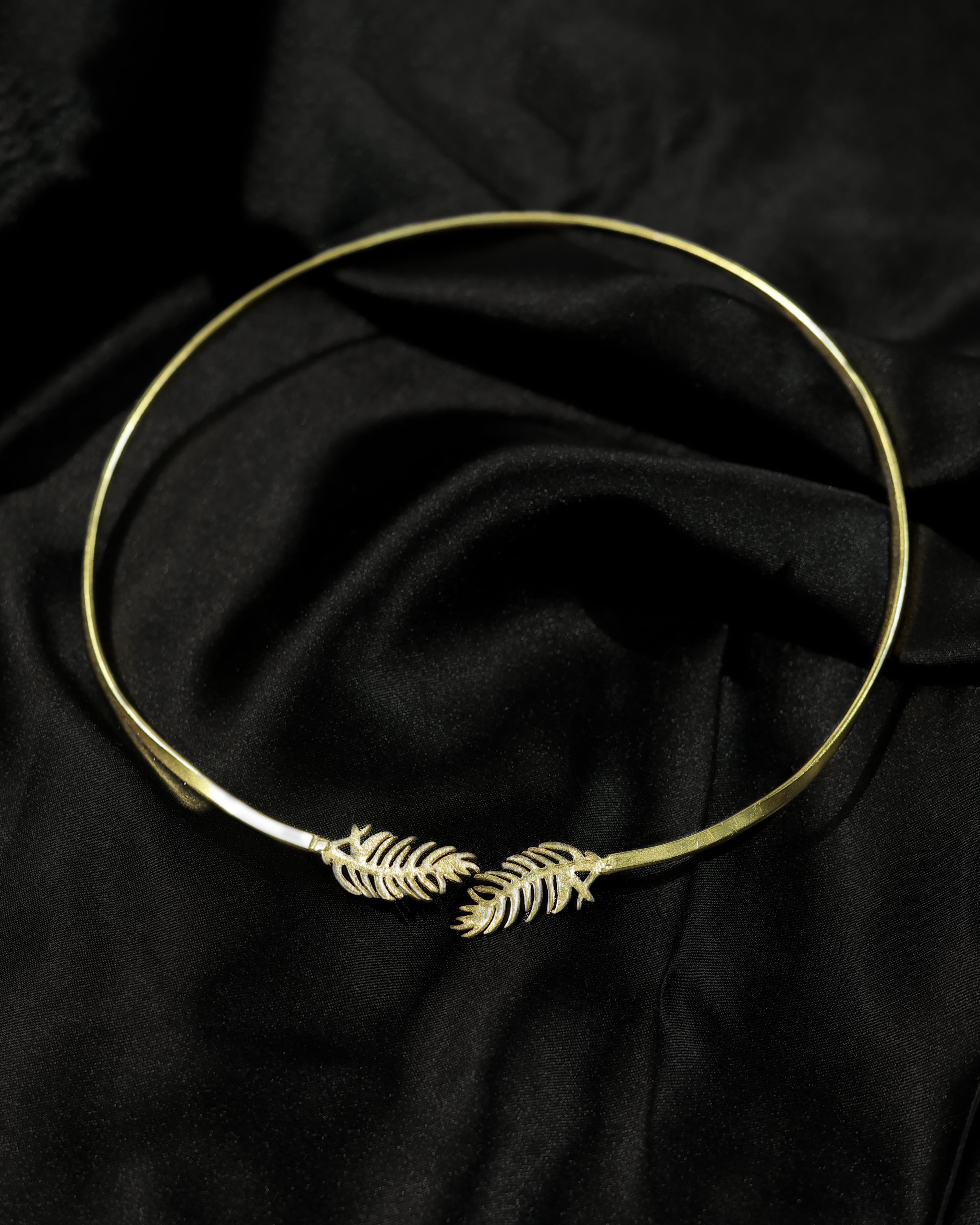 Gold-Tone Feather Leaf Collar Necklace