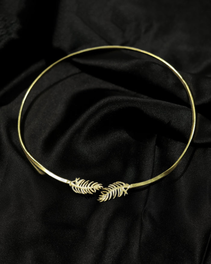 Gold-Tone Feather Leaf Collar Necklace