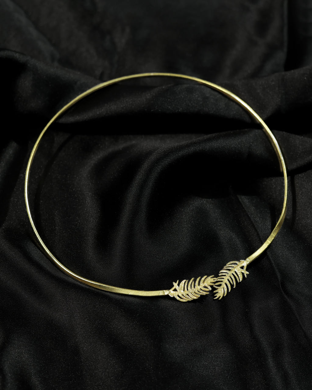 Gold-Tone Feather Leaf Collar Necklace