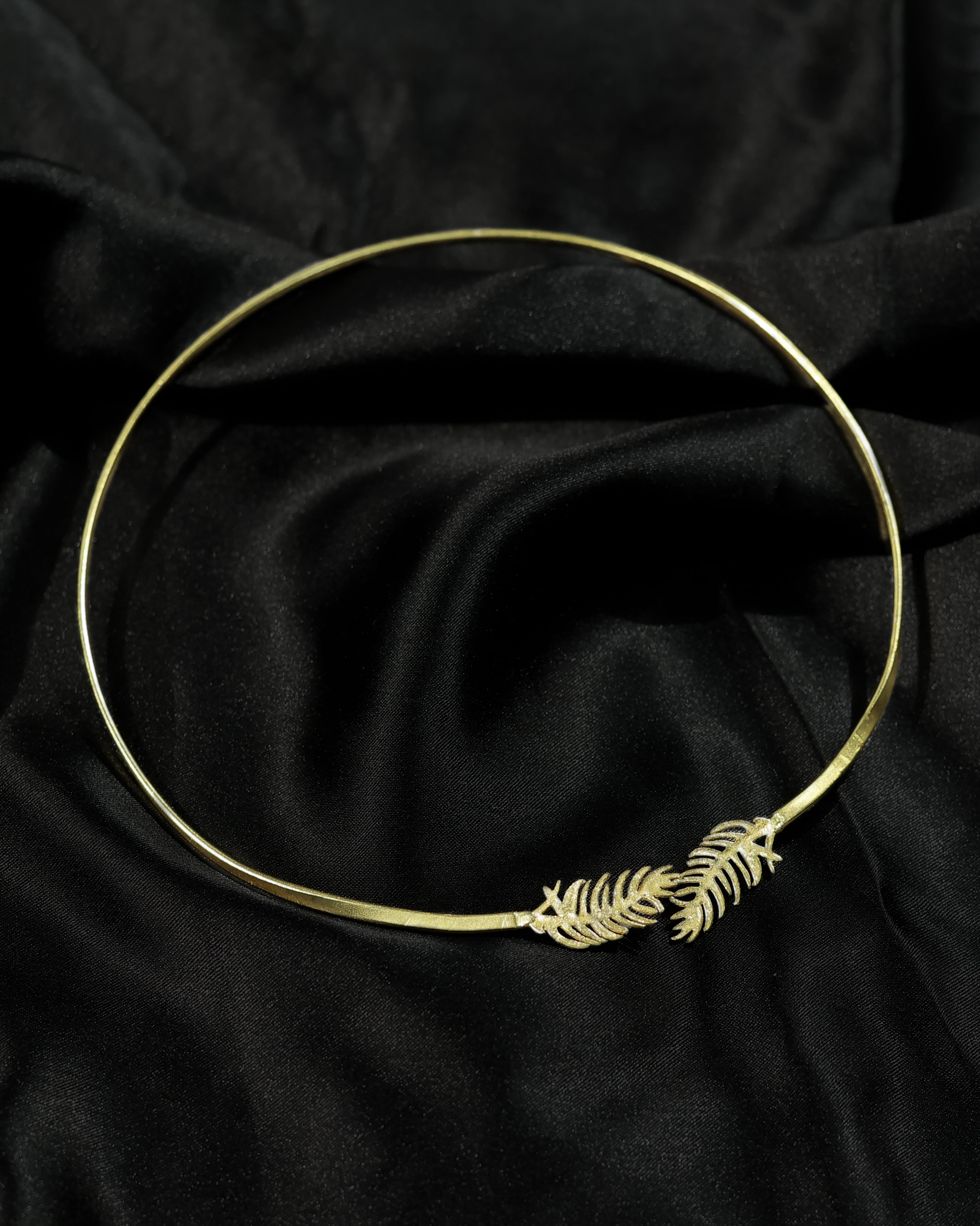 Gold-Tone Feather Leaf Collar Necklace