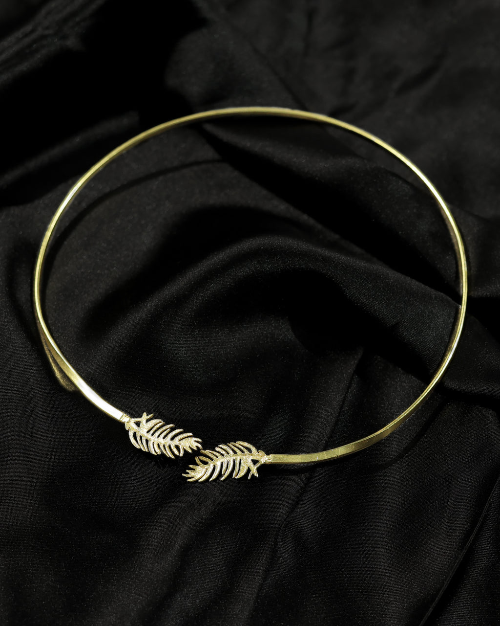 Gold-Tone Feather Leaf Collar Necklace