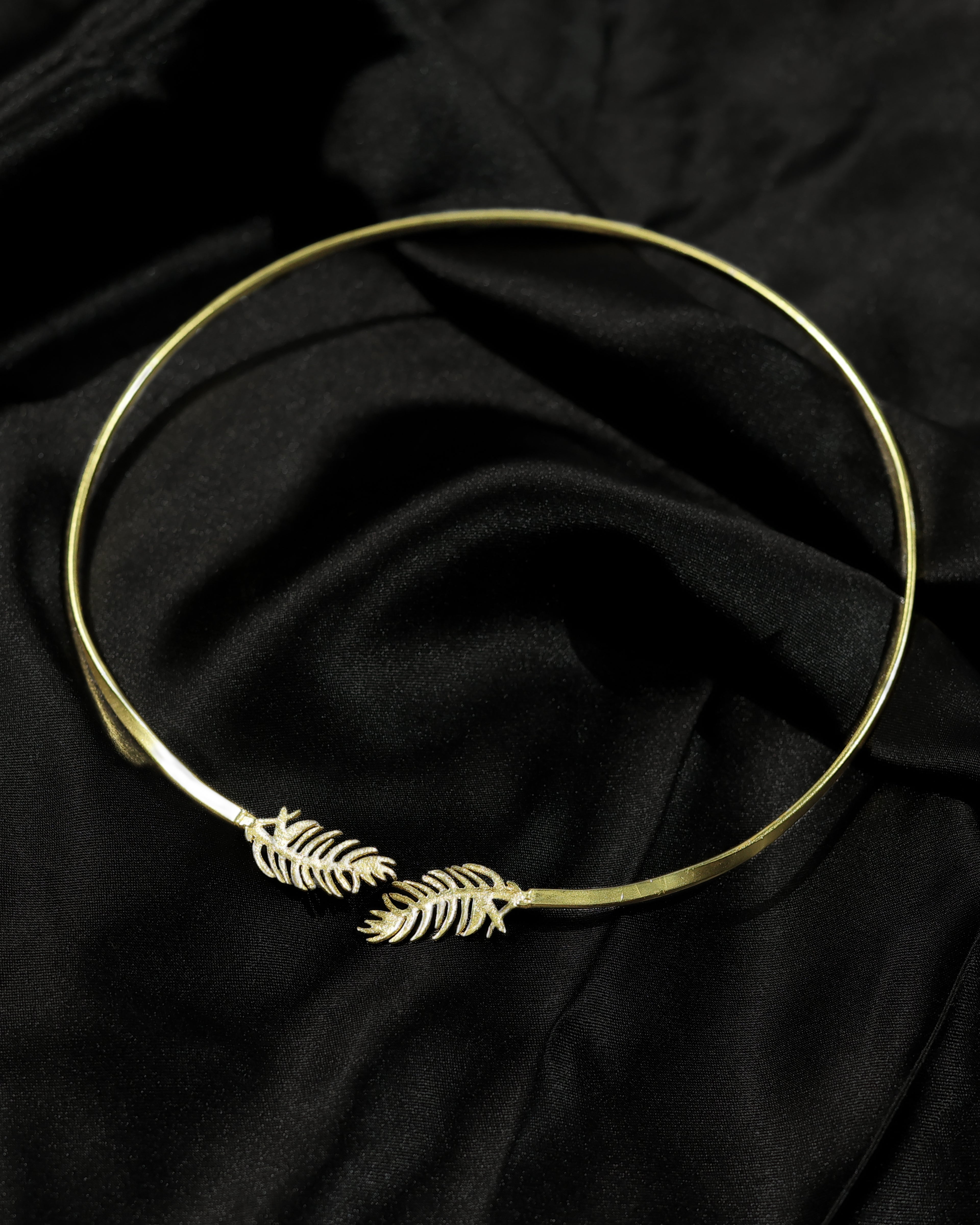 Gold-Tone Feather Leaf Collar Necklace