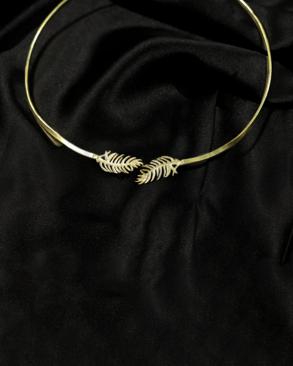 Gold-Tone Feather Leaf Collar Necklace