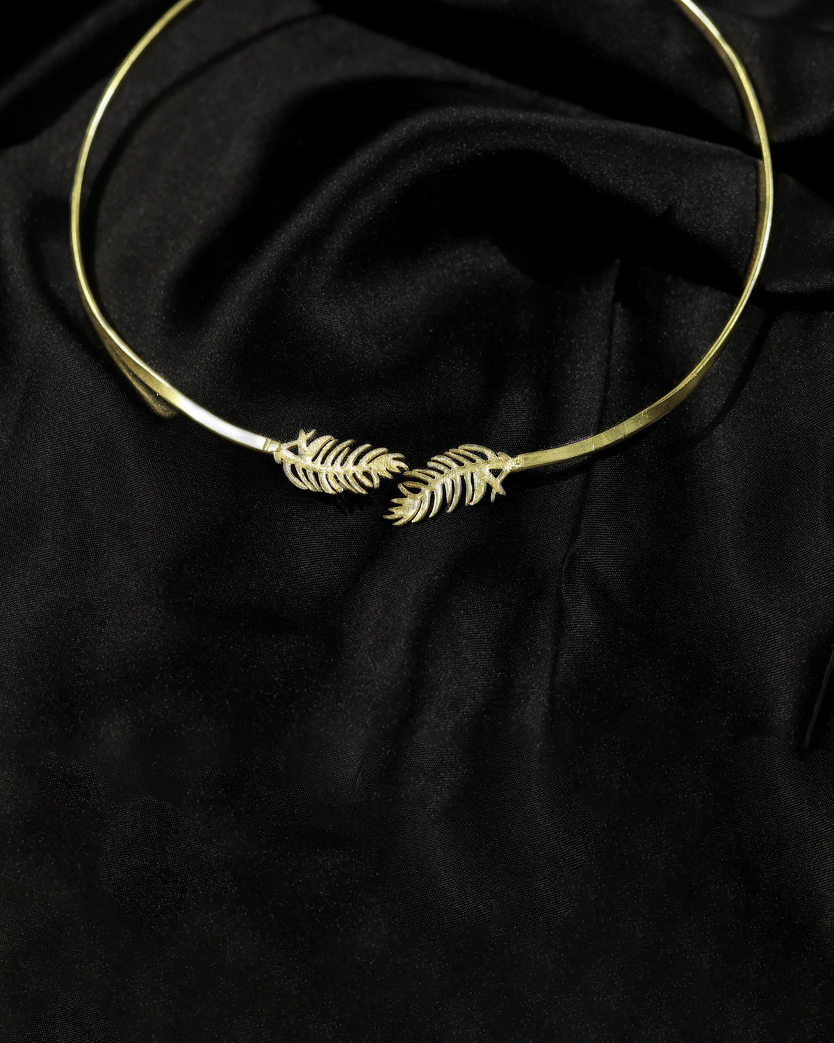 Gold-Tone Feather Leaf Collar Necklace