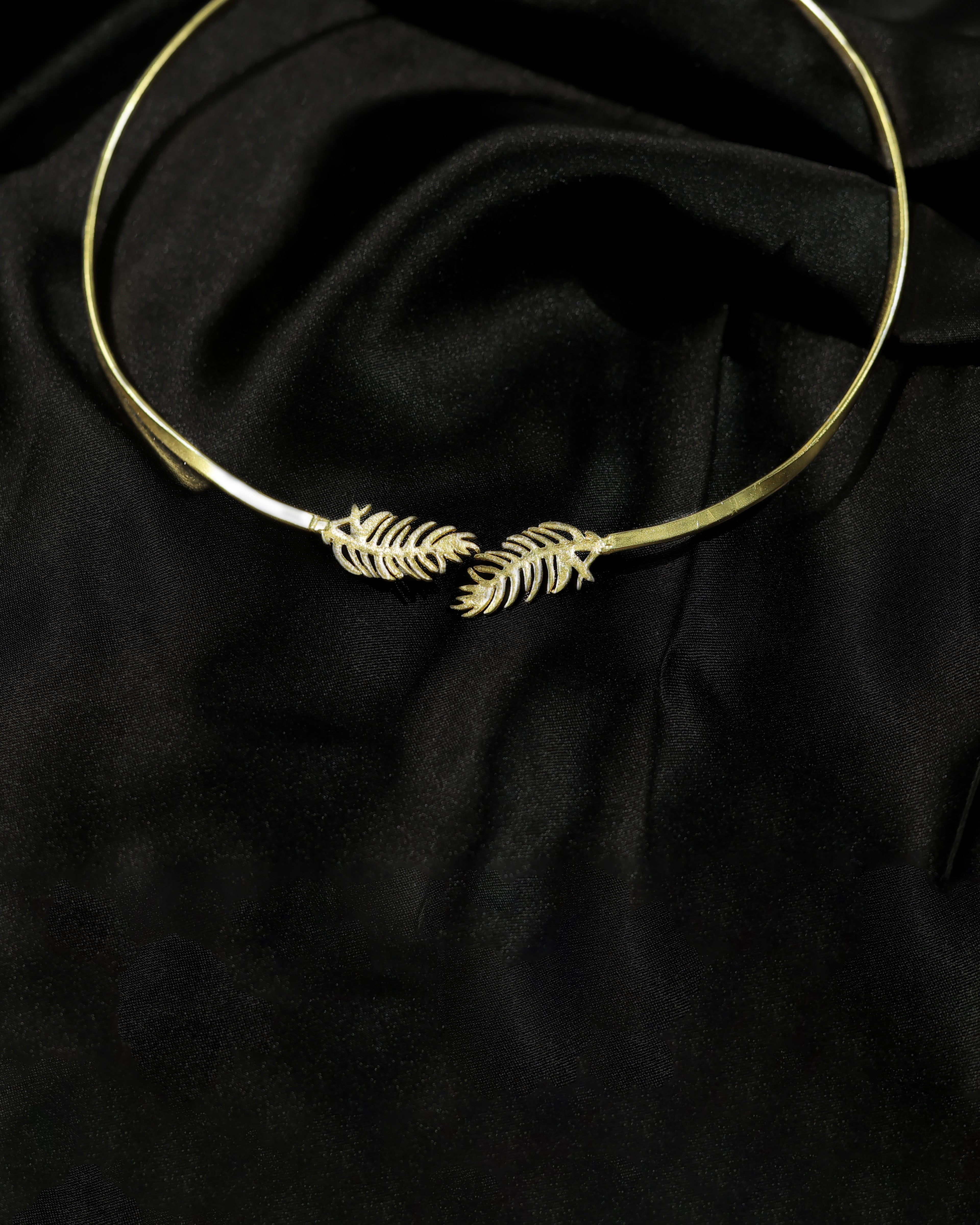 Gold-Tone Feather Leaf Collar Necklace