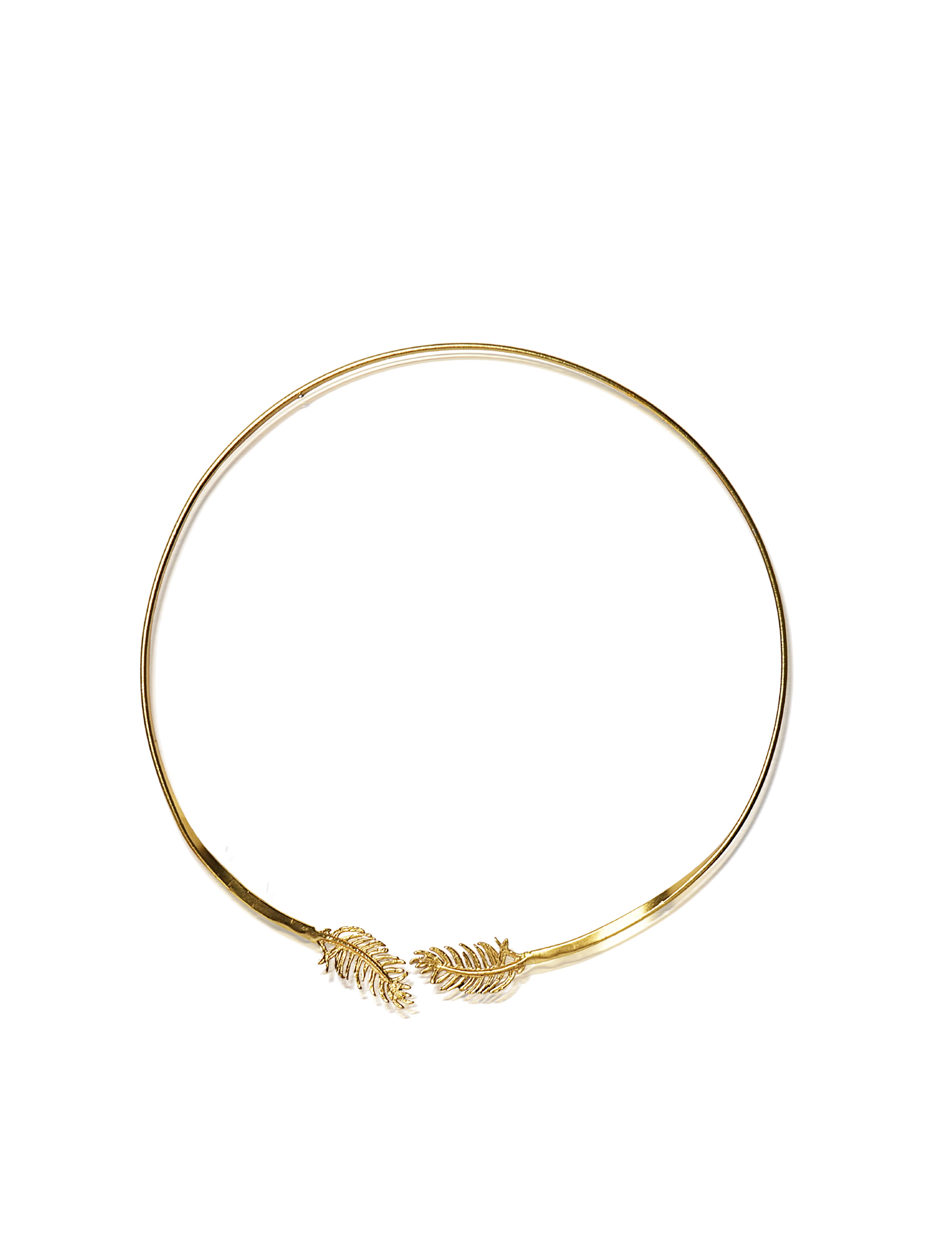 Gold-tone feather leaf collar necklace